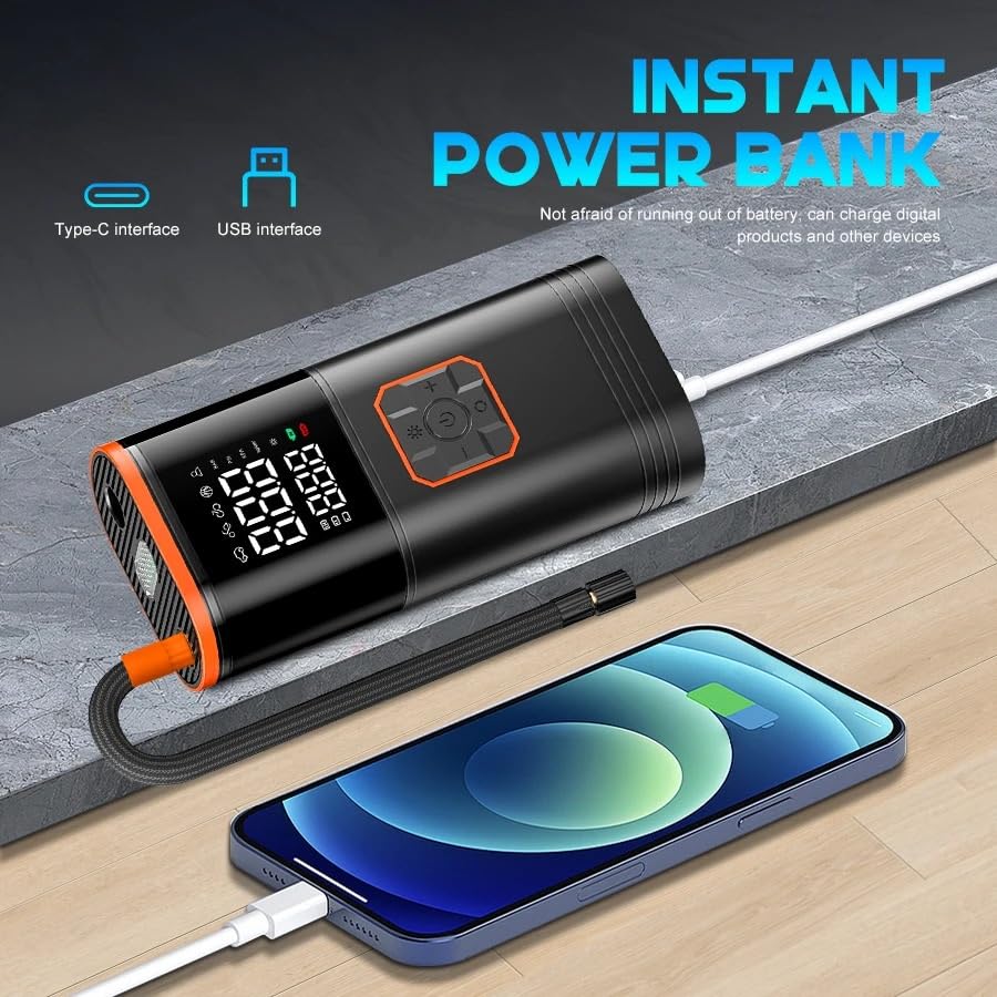 Compresor portátil Inzzator de neumáticos con USB e inflador de coche digital 3