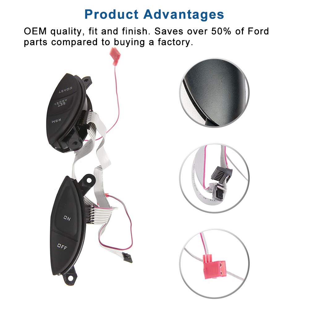 Ford Ranger Explorer Steering Wheel Cruise Control Switch Button Kit F87Z9C888BB Compatible with Ford 1998-2003 Ranger, 2001-2005 Explorer Sport Trac, F150, Mercury Mountaineer, Mazda B3000