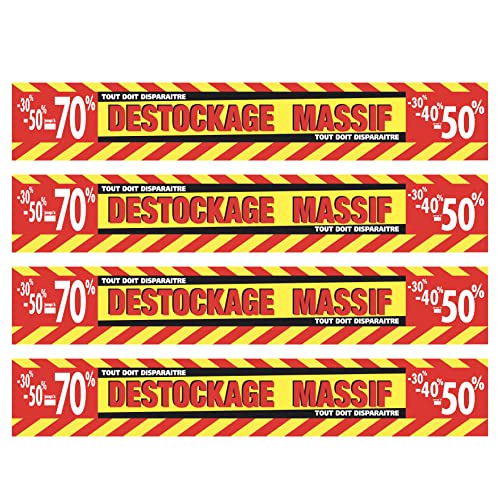 Affichesstore 30850 - Kit 4 Affiches Destockage Massif L97 H14 cm - Papier Satiné 170g. - Qualité Imprimerie
