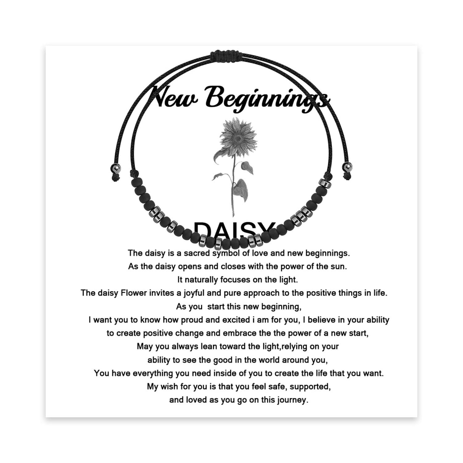 KUIYAINew Beginnings Morse Code Bracelet for Men Women New Beginnings Gift Inspirational Gift New Challenge Gift