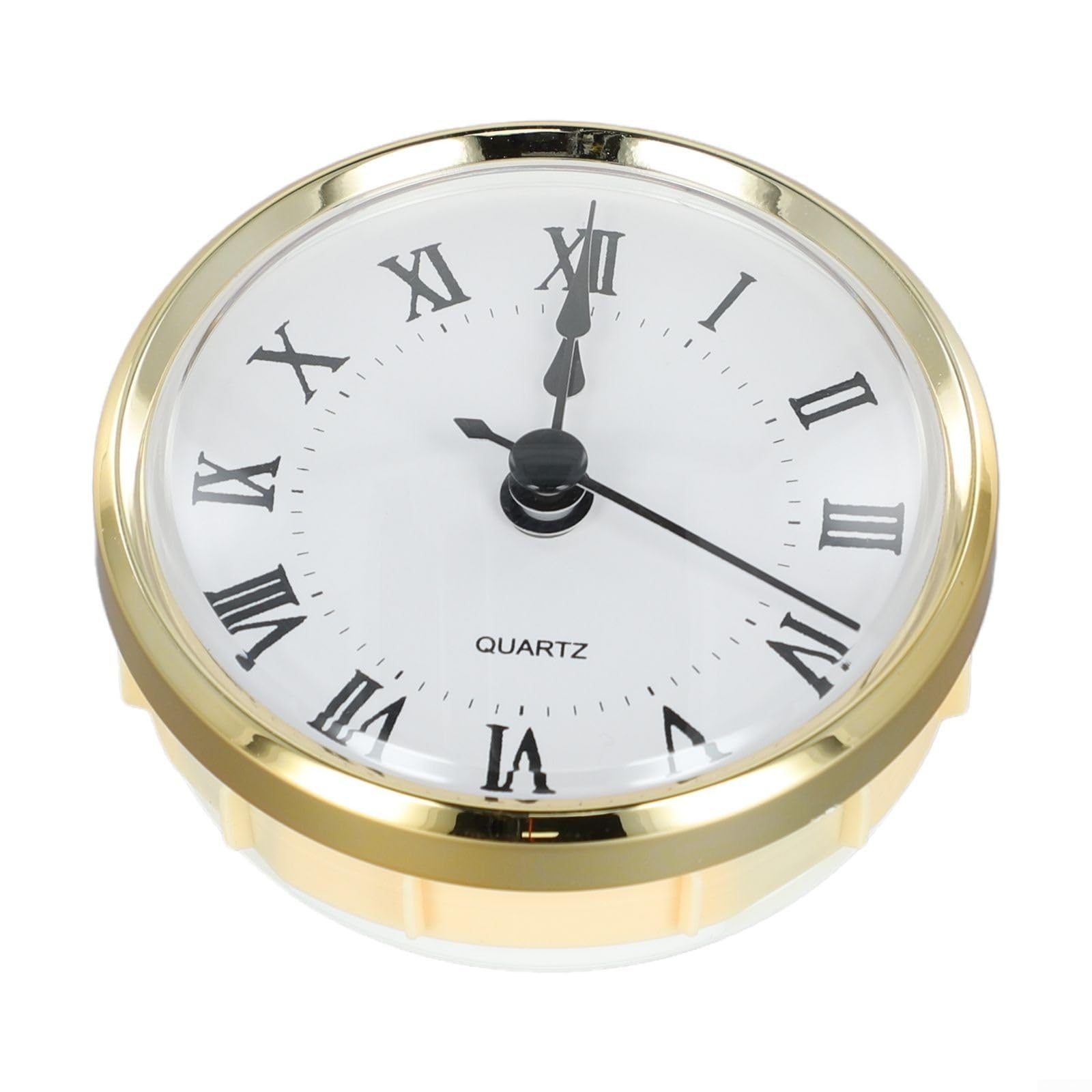 Eawfgtuw Reloj redondo con núcleo de reloj insertado, artesanía incrustada con cabeza de reloj de cuarzo, diámetro de 80 mm, bricolaje clásico (oro Roma)