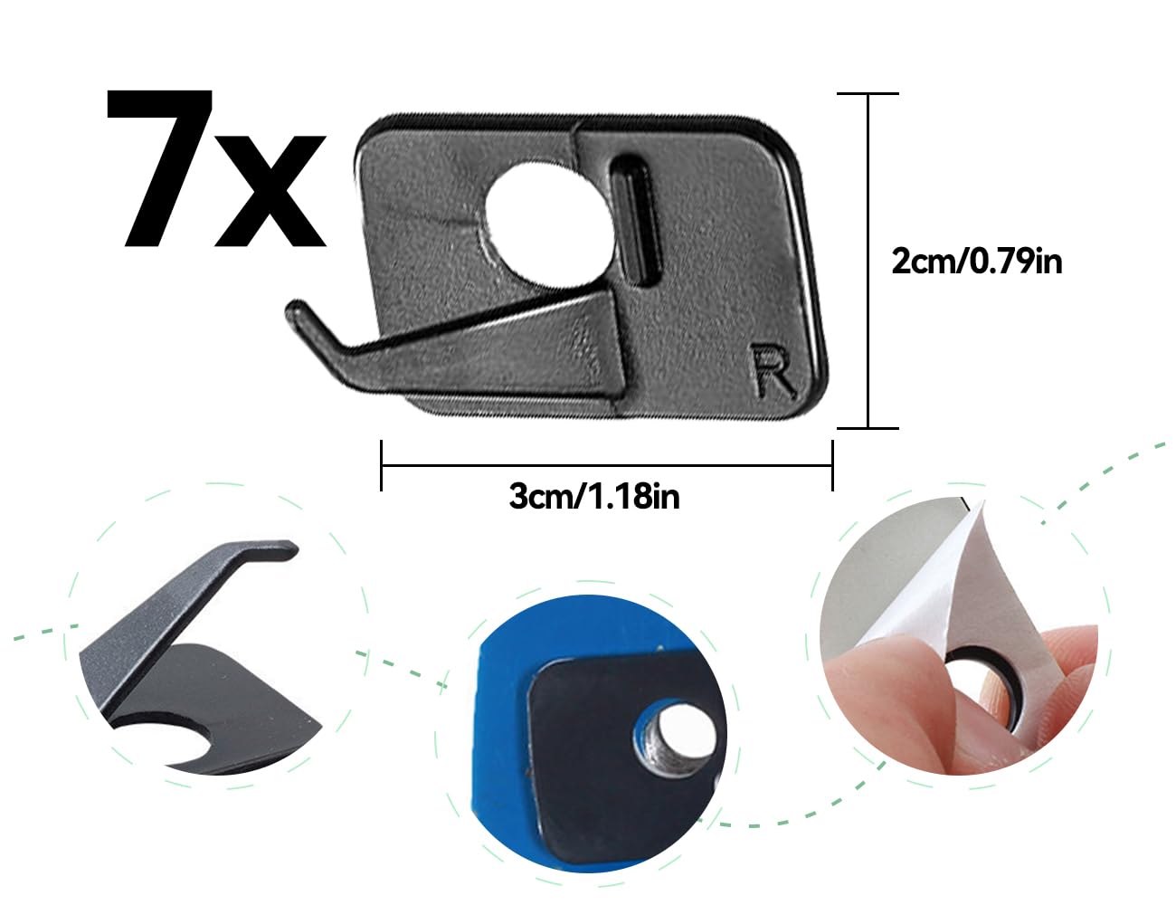 Lot de 7 Repose-flèches pour Arc recourbé, Repose-flèche en Plastique, Repose-flèche avec Dos adhésif, Accessoires de Cible de tir de Chasse, pour arcs à poulies Main Droite (Noir)
