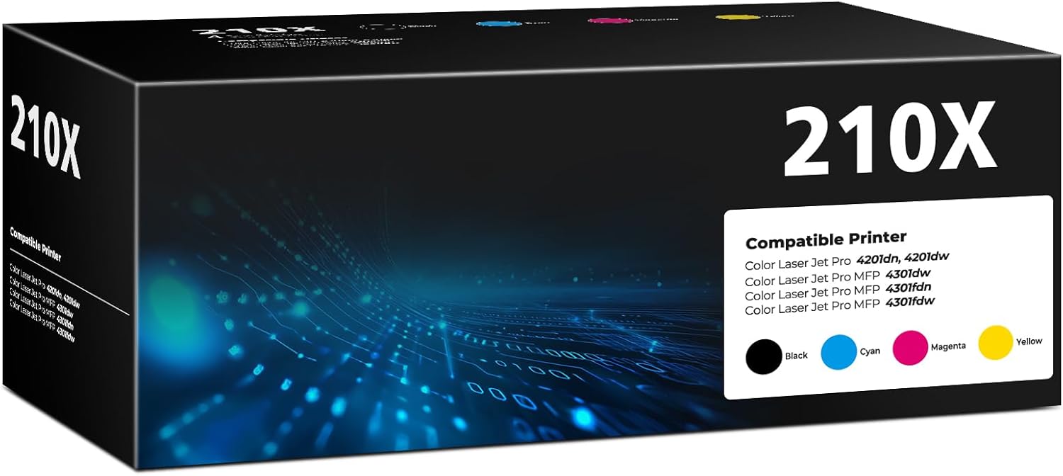 210X Toner Cartridges Color Laser Jet Pro MFP 4301fdw Compatible for HP 210A 210X Toner Cartridges 4 Pack for HP210A HP210X for Color Pro 4201dw 4201dn MFP 4301fdn 4301fdw 4301dw 4301 fdw Printer