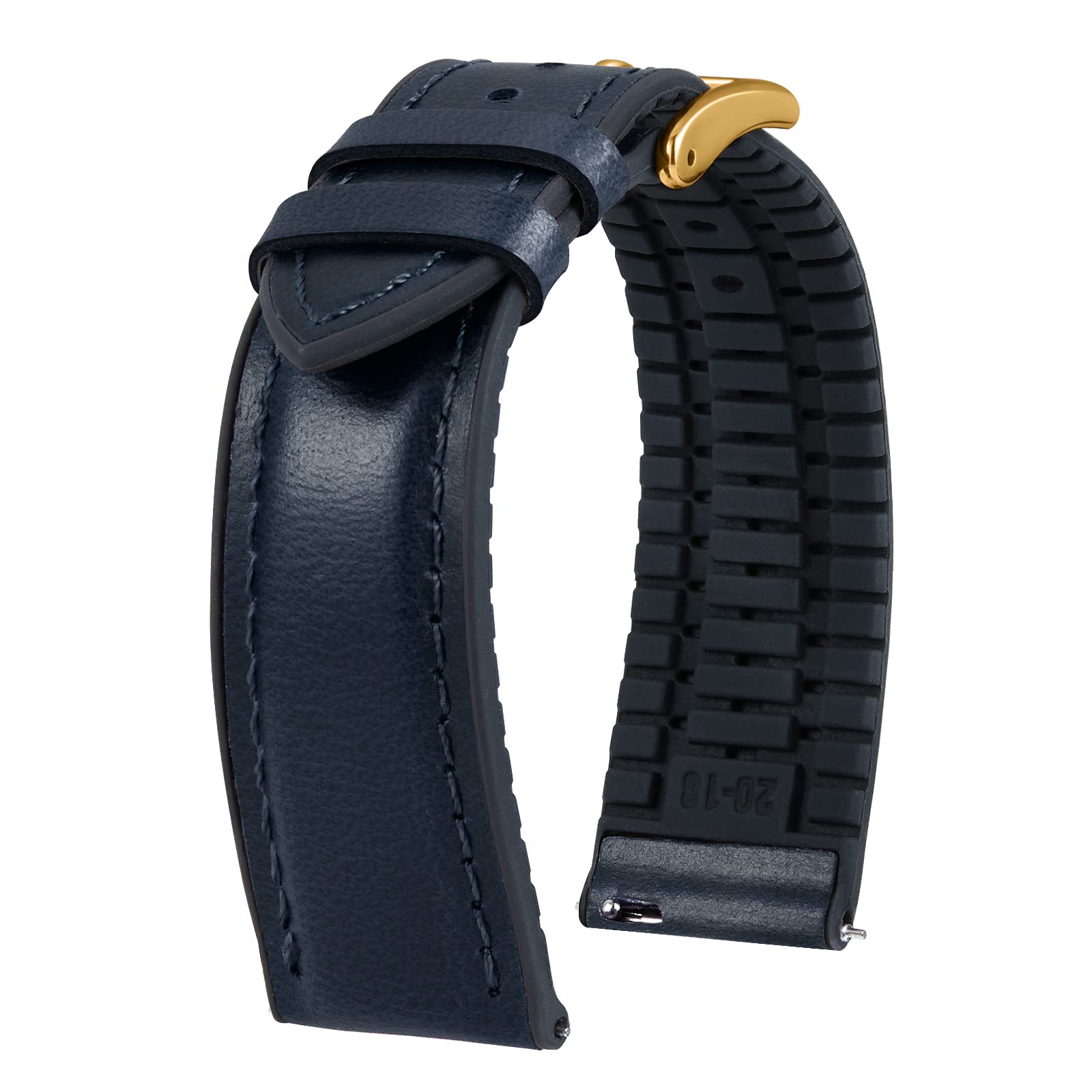 BINLUN Leather Watch Band 14mm 16mm 18mm 19mm 20mm 21mm 22mm Quick Release Premium Oil Wax Leather and Breathable Silicone Hybrid Watch Bands Replacement Strap for Men Women