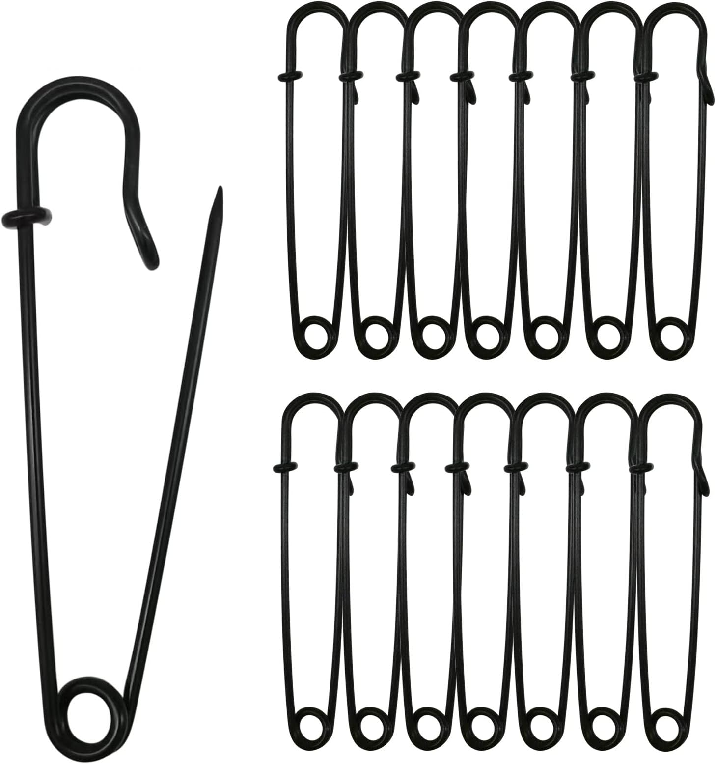 Safety Pins (Upgraded), 3" Large Safety Pin Pack of 30 for Clothes Leather Canvas Blankets Crafts Skirts Kilts, Extra Large Heavy Duty Safety Pins (Black)