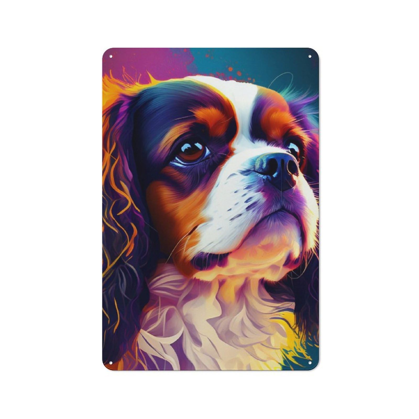 Junmoney Cavalier King Portrait Metal Plaque 30X20cm With For Workshop Wall, Retro Decor, A New Home Gift For Collectors Of Metal Signs