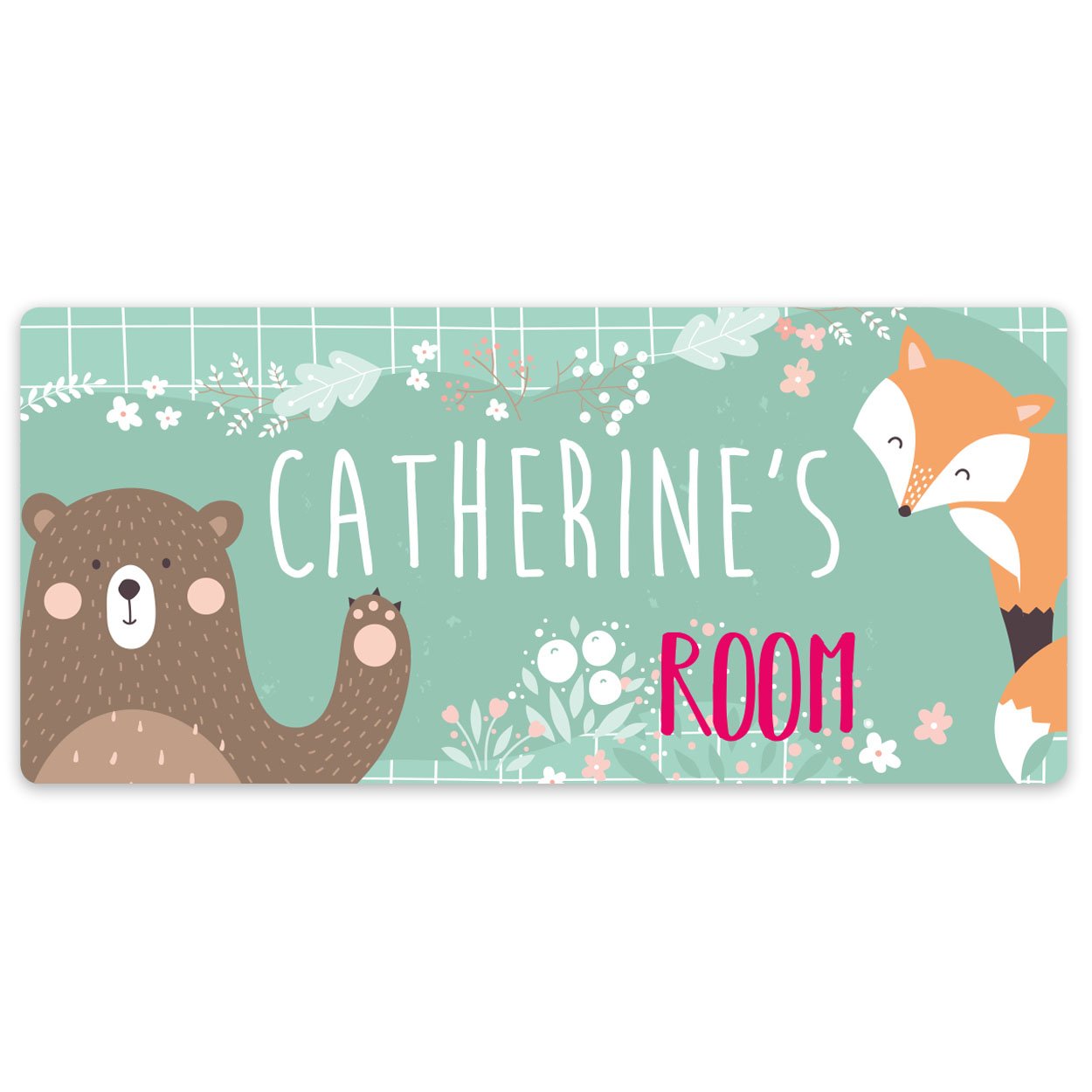 Paper Themes Woodland Friends Bedroom Door Sign Personalised For Kids Bedrooms | Personalised Door Signs | (Woodland Friends)