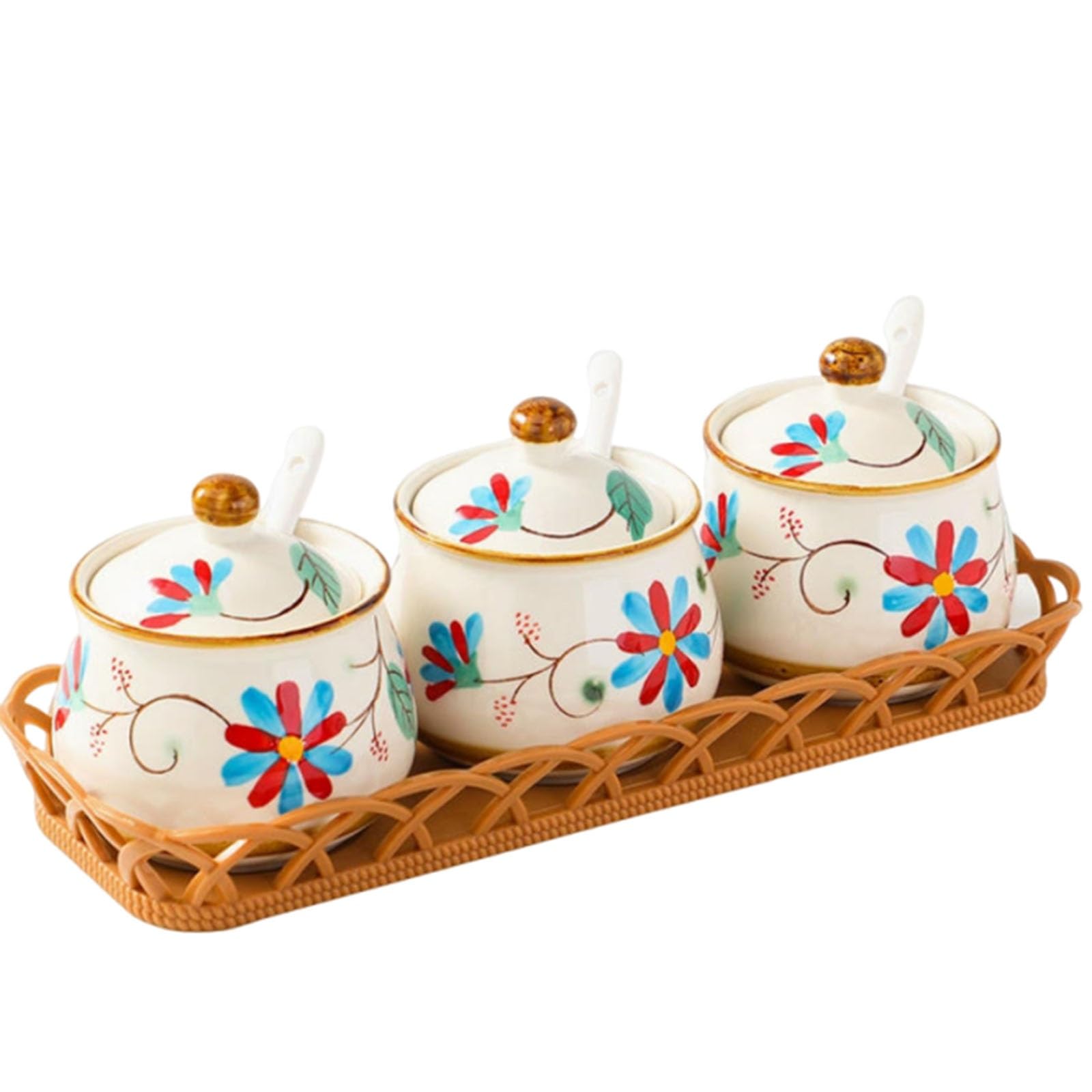 Zuccheriera con coperchio Zuccheriera in Ceramica Set 3 Pezzi, portaspezie for la cucina