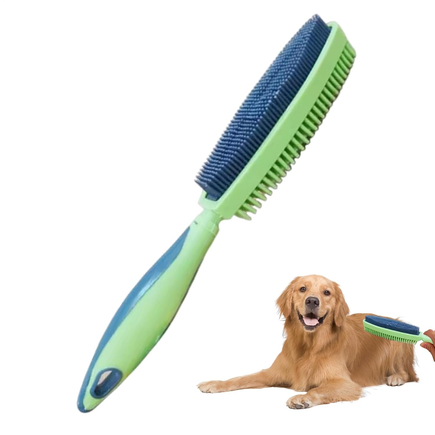 Pet Supplies Cleaning Brush 2-in-1 Multifunctional Double-sided Brush To Remove Dog Hair Supplies (green)