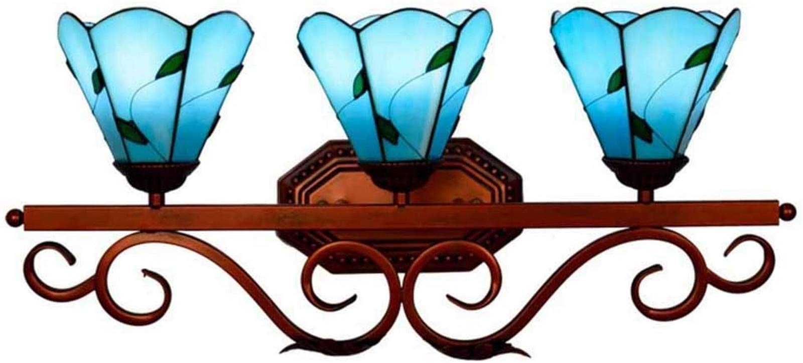 IUokLU Wall Lamp for Bedroom 3 Light Bathroom Vanity Light,Tiffany Style Stained Glass Wall Lamp,Vintage Baroque Wall Lamp,Decoration Handmade Gift Wall Sconces Fixtures for Bathroom Bedr(E)
