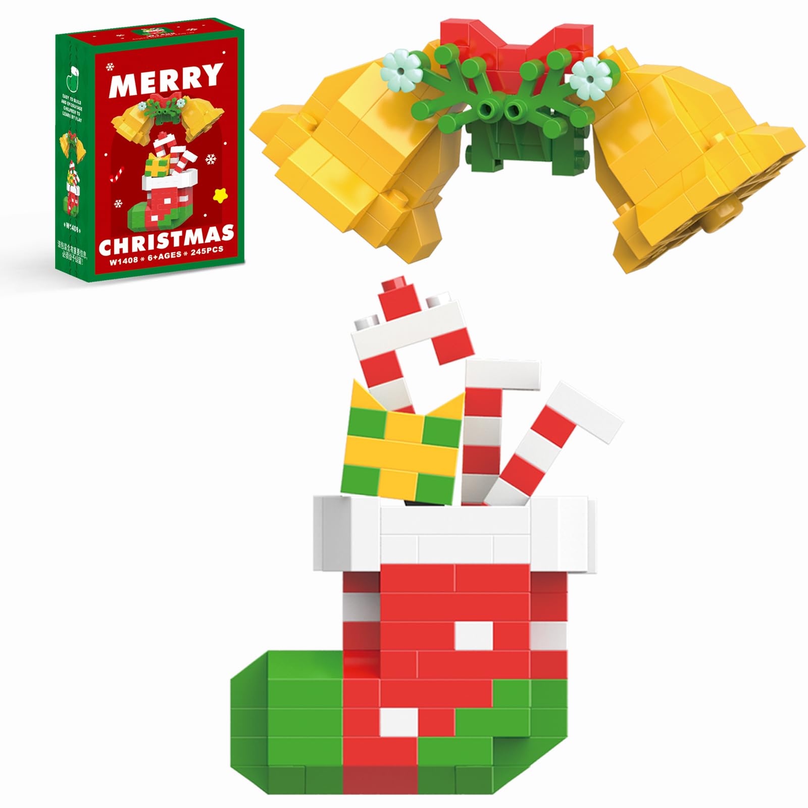 Amazon.com: HGCYCF Christmas Bells and Boot Building Blocks Set