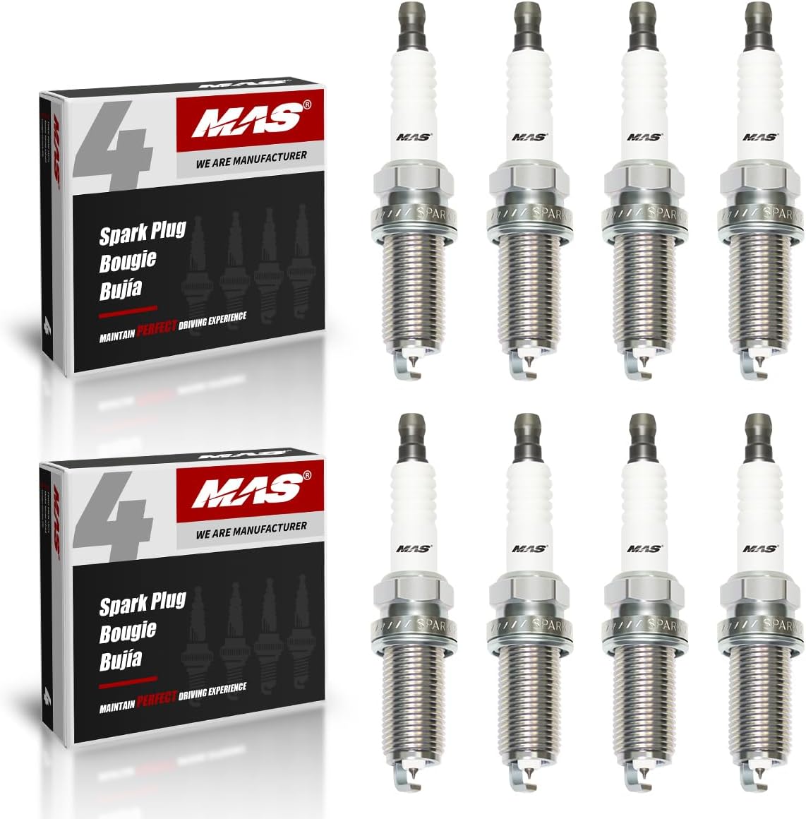 MAS Iridium Spark Plugs Compatible with 4469 Chrysler Dodge Challenger Hyundai Jeep Cherokee Nissan Altima Toyota Replacement LFR5AIX11 XP5325 BY481LFR5A 4703 MZ602090 9609 5343 4704 3417 (8)