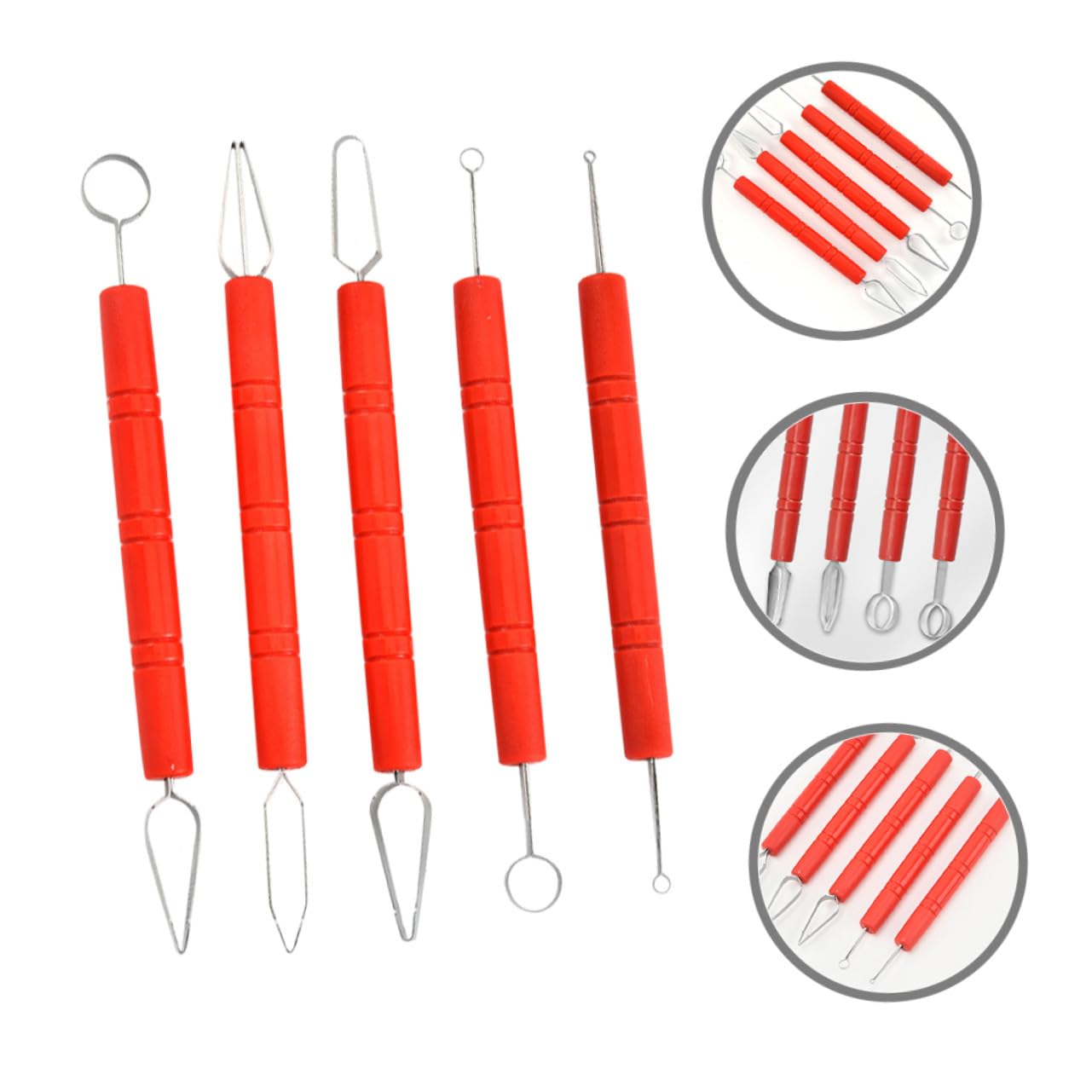 Angoily Set 5 Pezzi Strumenti per Intagliare Argilla in Acciaio Inossidabile e ABS, Utensili per Modellare e Scolpire Argilla in Progetti Creativi e Artigianali