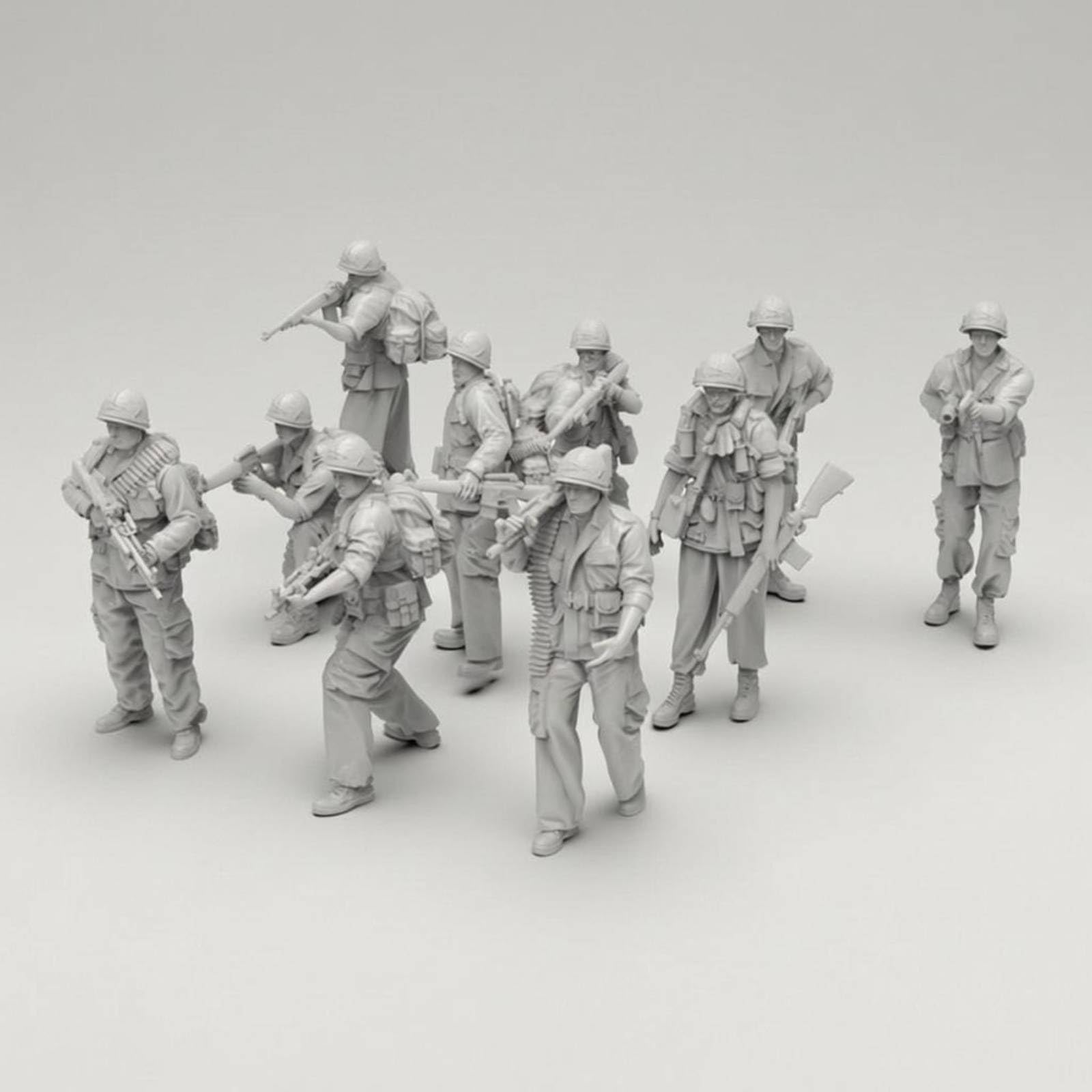 TAIZhiChen 10 Pieces Soldatini in Resina Non Dipinti Soldatini da Dipingere Monopezzo Kit Modello Soldato in Resina per Esposizione, 1/35 5 CM