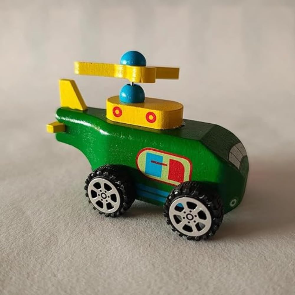 SubiMouIQ Wooden Wind-Up Pull String Helicopter – Multicolor Educational Toy for Toddlers, Infants & Kids 12 Months+ | Perfect Montessori Gift for Boys & Girls - Image 2 thumbnail