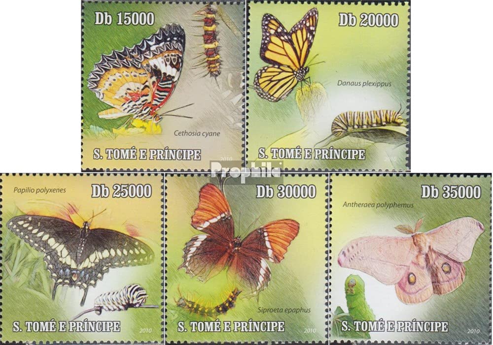Prophila Collection Francobolli Sao Tomé E Principe 4598-4602 - Edizione Completa Farfalle 2010 MNH - 2
