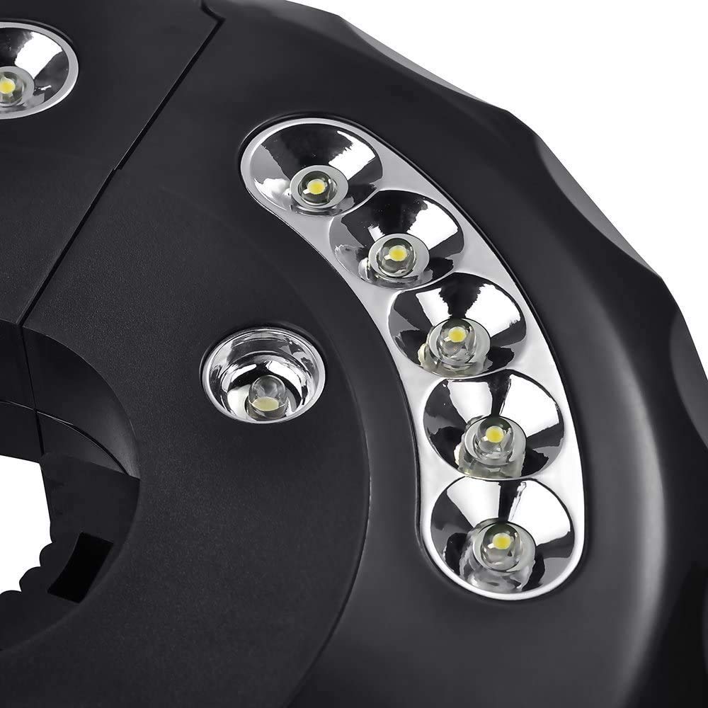 REY Iluminación Sombrilla Luz 24 LED Paraguas Lámpara, 3 Modos Parasol Pantalla Guardasol Quitasol Negro, 12500 Lumens, [Clase de Eficiencia Energética A+]