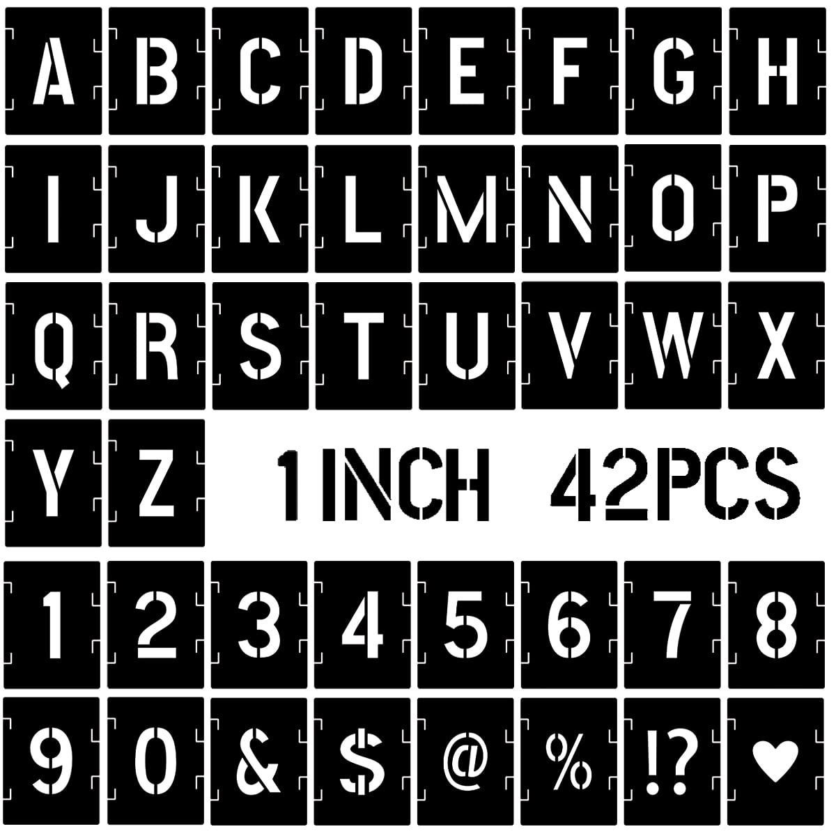 Amazon.com : 1 Inch Letter Stencils Symbol Numbers Craft Stencils, 42 Pcs Alphabet Stencils Letter Stencil Interlocking Stencil Kit Reusable Plastic Stencils Letters and Numbers Stencil Kit : Arts, Crafts & Sewing