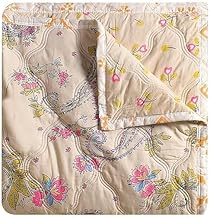 Dohar Single Bed 100% Cotton Reversible AC Blanket Single Bed Quilt Single 180 GSM Cotton Dohar Single Light Weight Soft Blanket Pink (Cream Design)