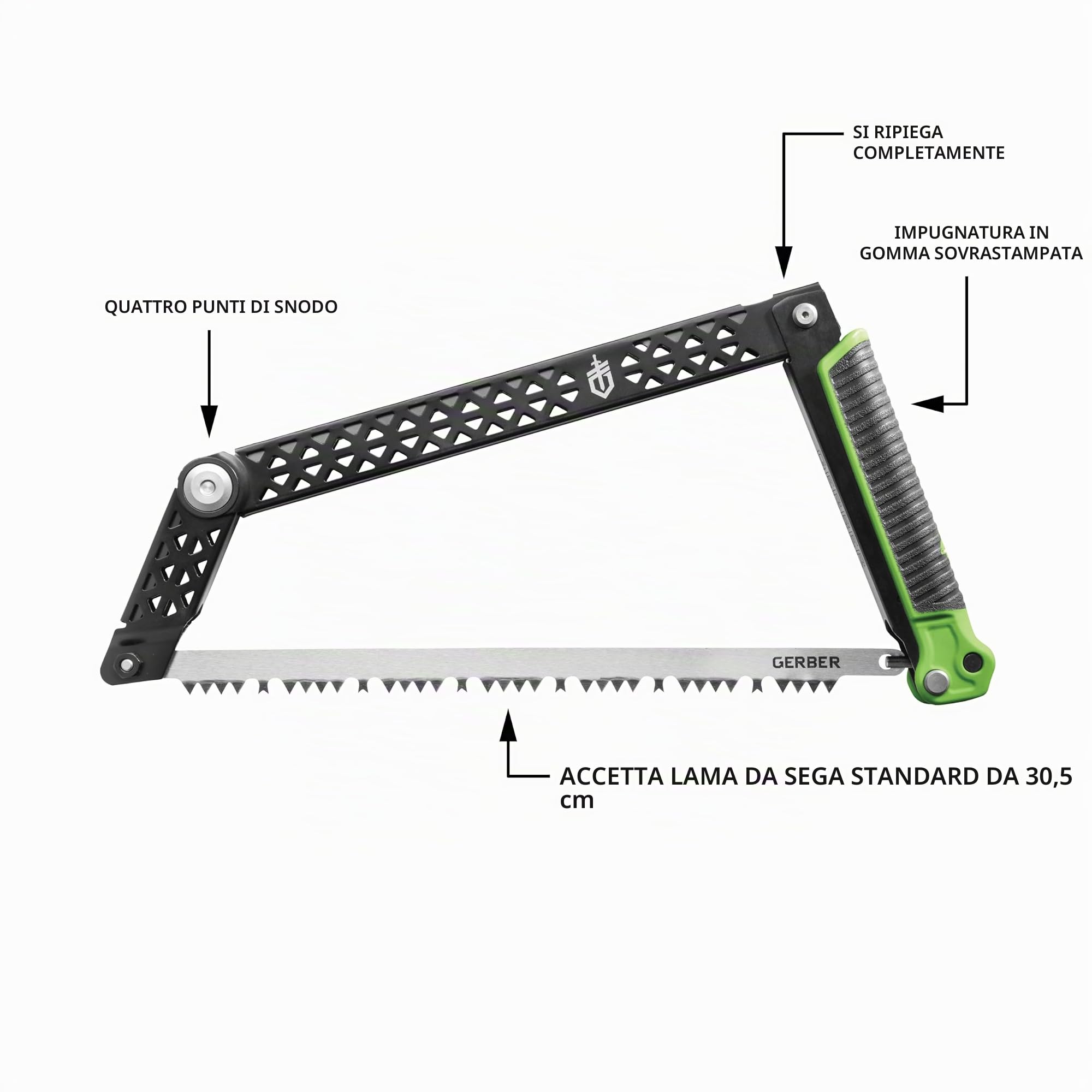 Gerber G2820, Sega Da Campeggio Con Impugnatura In Gomma Unisex Adulto, Verde (Green), Taglia unica | Verde (Green), Taglia unica, 31-002820