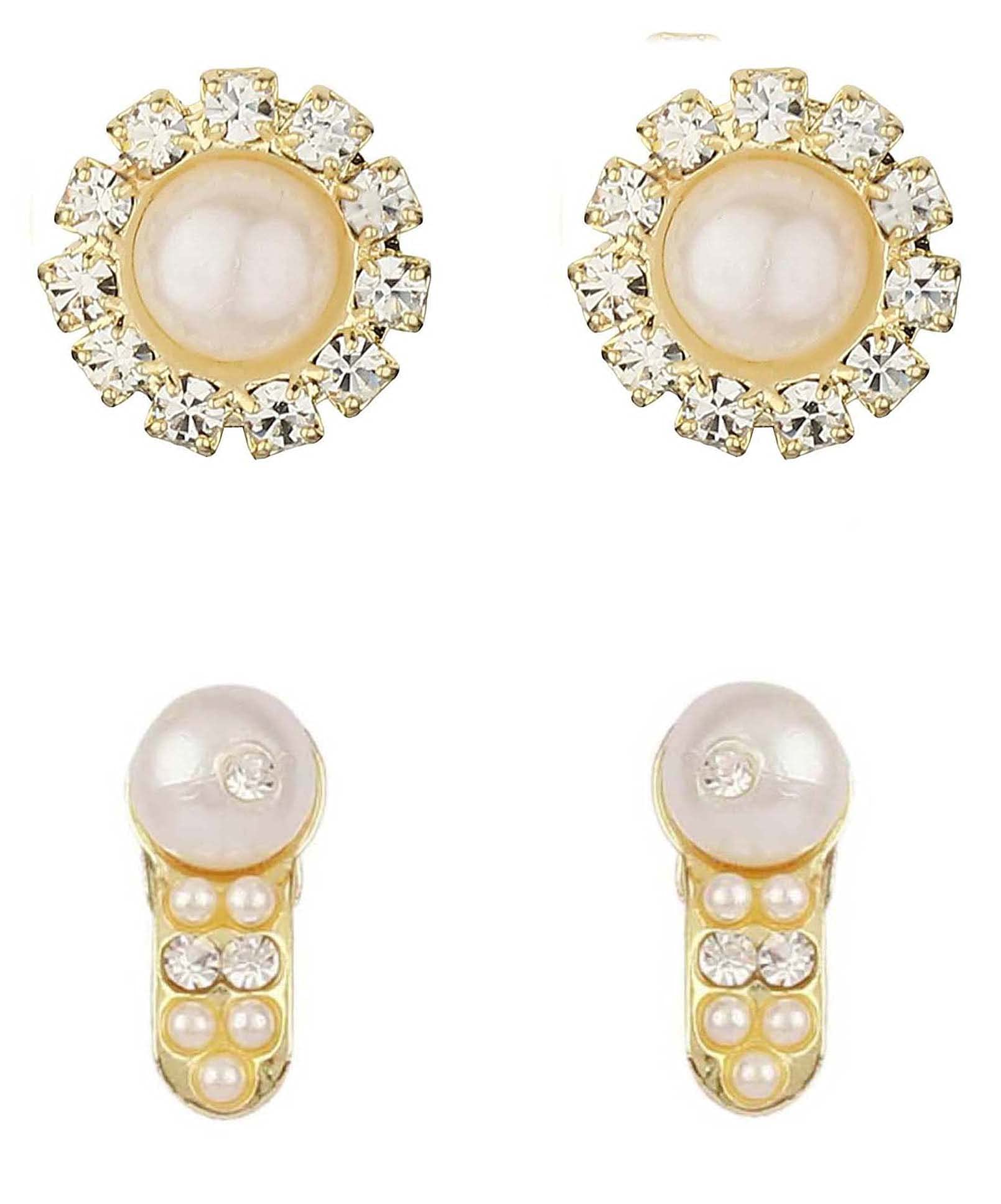 Shreya CollectionAlloy Non Piercing Stud Earrings for Non Pierced Ears (Pack of 2) For Girls