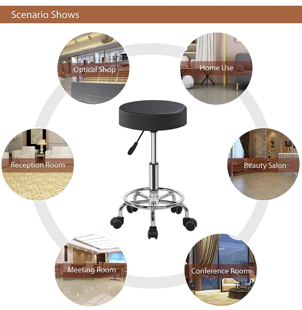 Yaheetech 37-inch Foldable Manicure Table & Rolling Stool, Nail Desk Workstation w/Carrying Case/Wheels and 360° Swivel Height-Adjustable Chair Stools Set for Spa Beauty Salon-Black