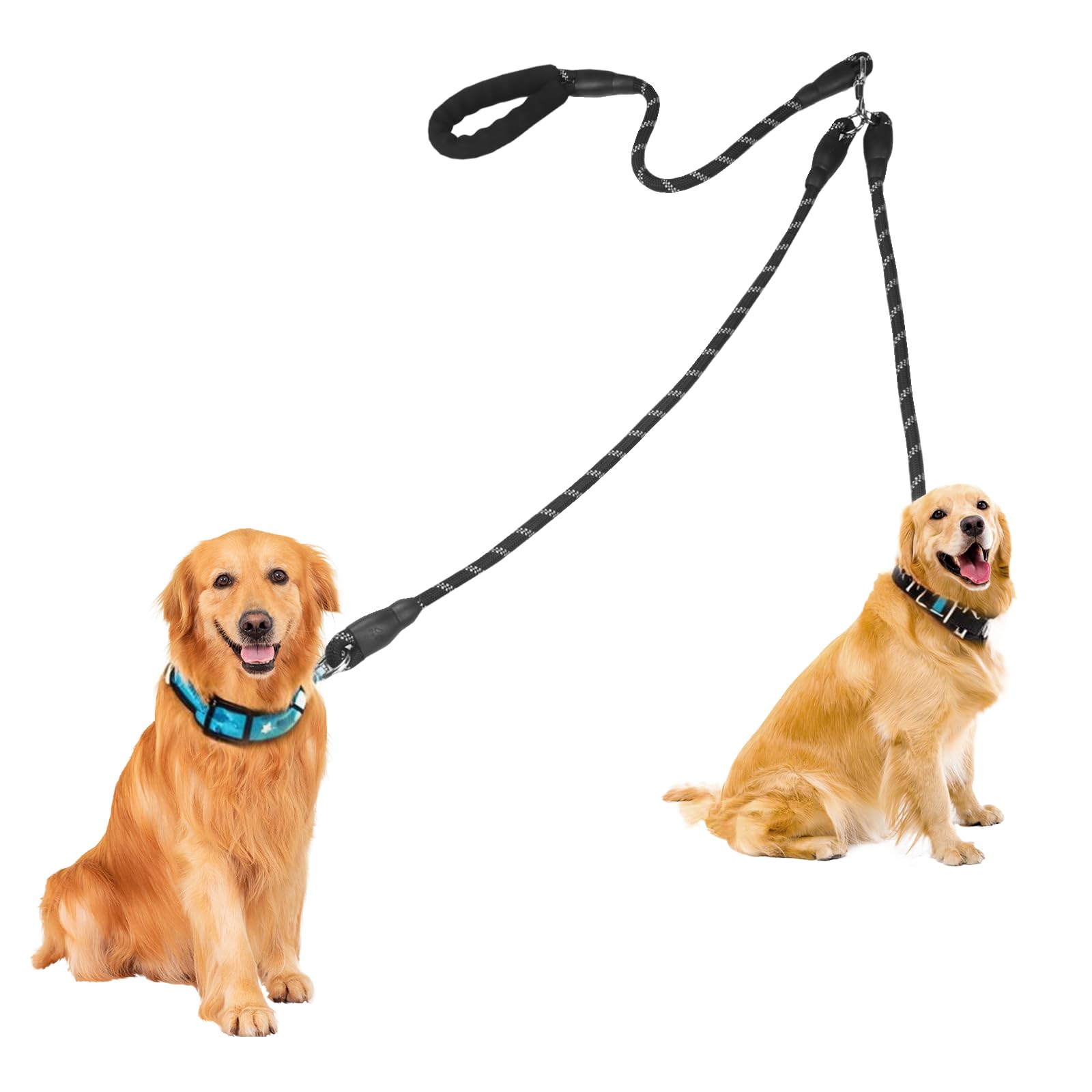 Guinzaglio Doppio Per 2 Cani - Regolabile, Girevole 360°, Per Taglie Piccole, Medie E Grandi - Foto 4