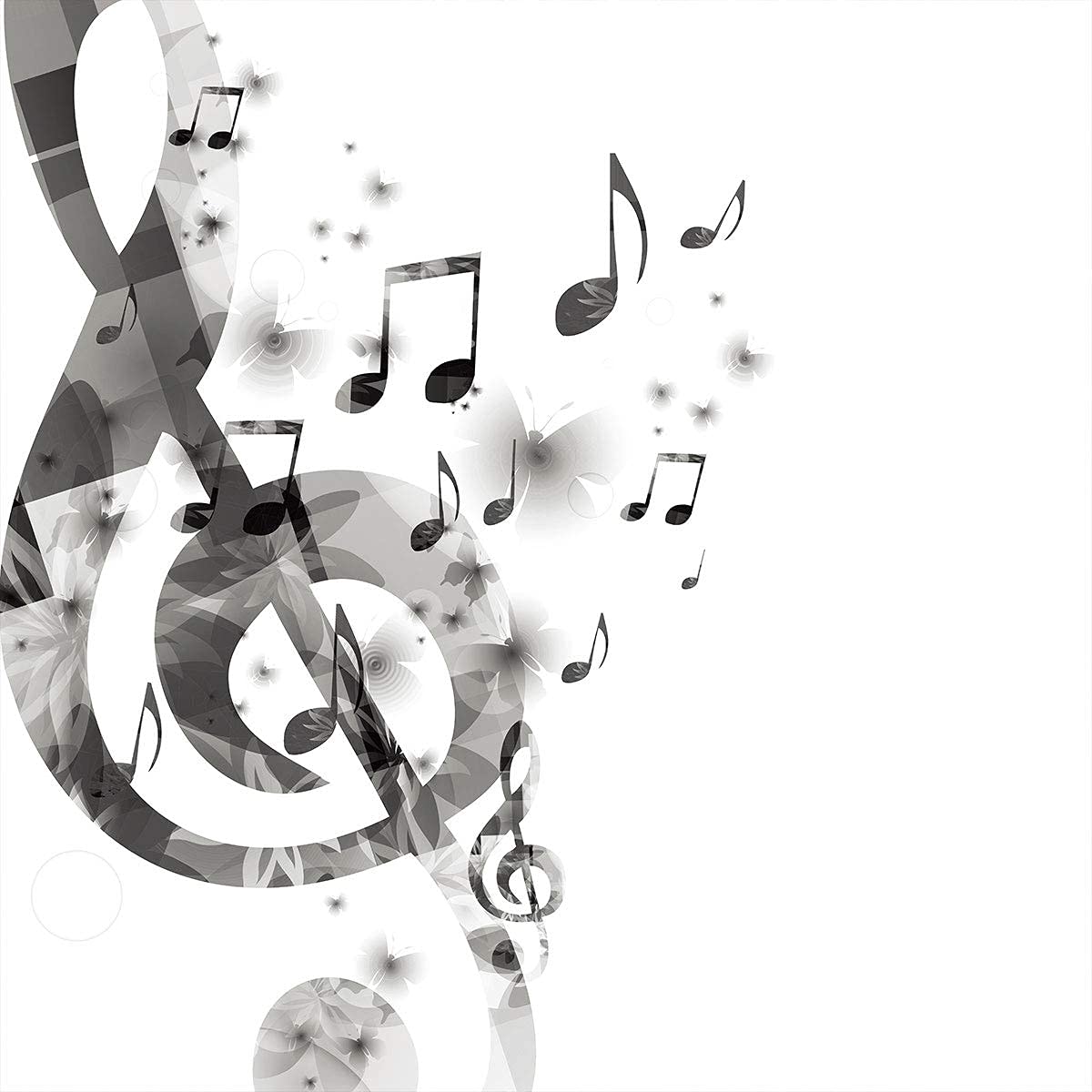 Music Note Bettwäsche Set mit Schmetterlingsmuster 155x220 Mucis Thema Trösterbezug für Kinder Mädchen Teens Grau Weiß Bettbezug mit Reißverschluss 2 Stücke Tagesdecke (1 Bettbezug 1 Kissenbezug)