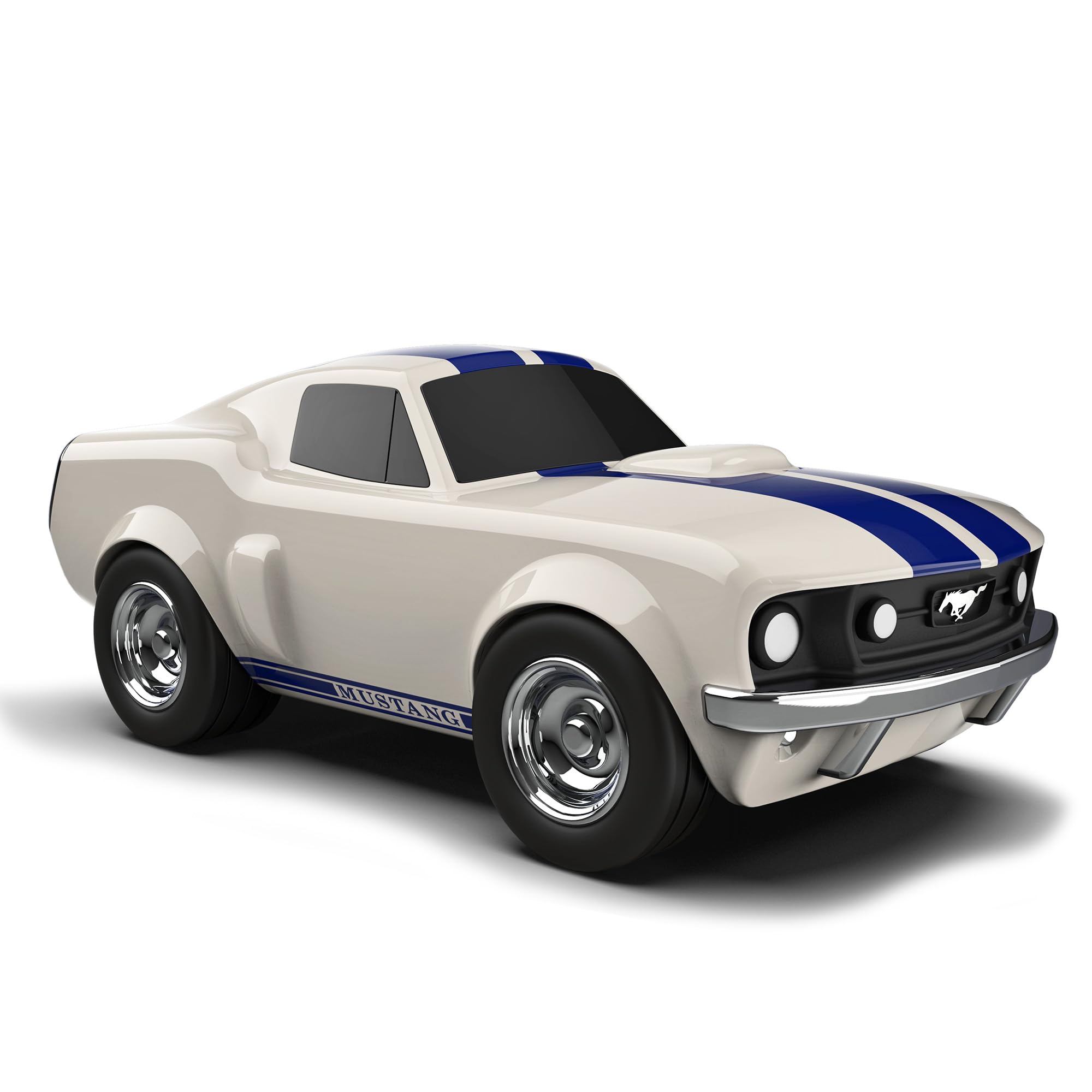 Baghera Ford Mustang Ivory White Toy Car for Kids – Officially Licensed Vintage Style Fast Car with Classic American Muscle Car Design, Premium Collectible Car Toy, Retro Toy Cars & Car Toys for Kids
