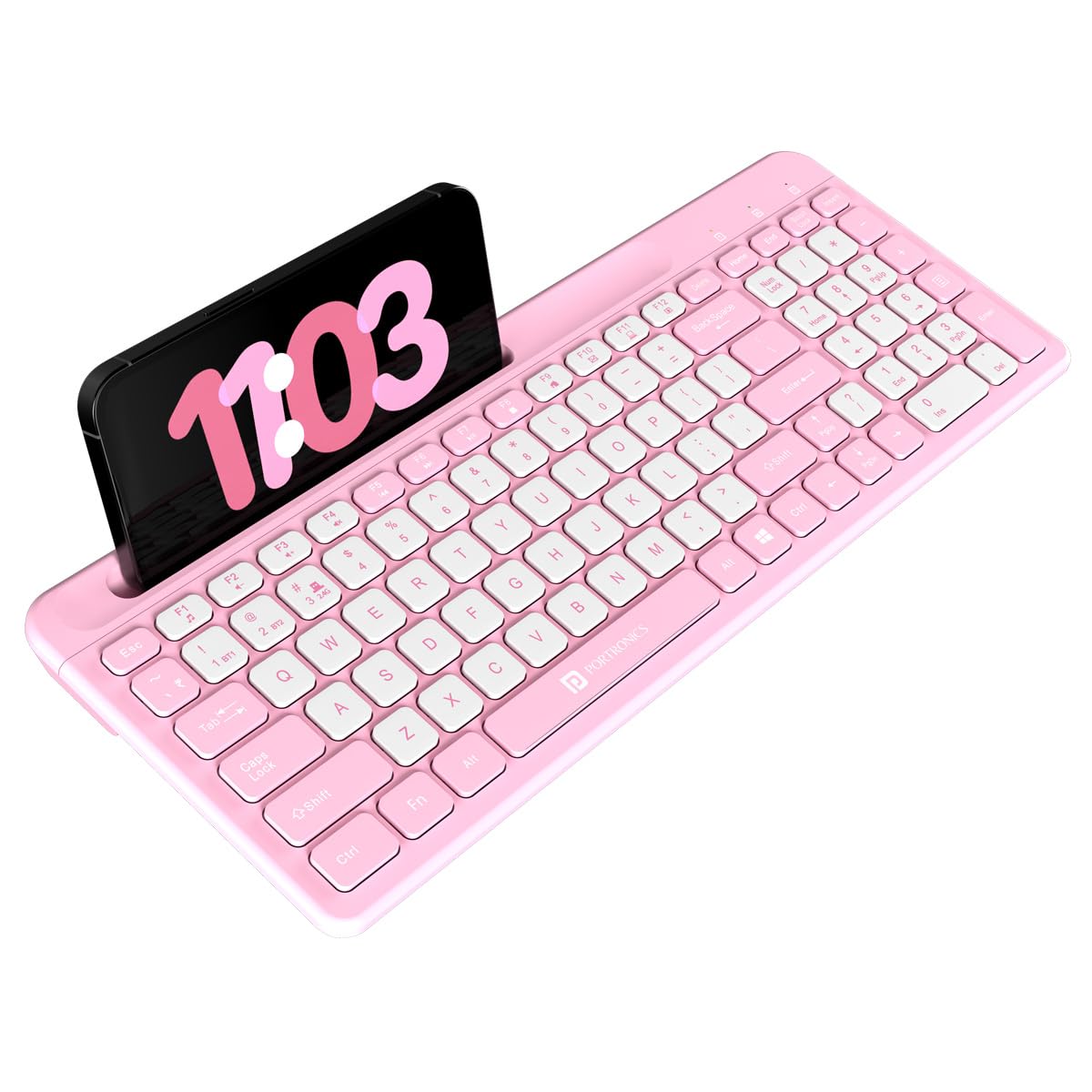 Portronics Bubble Square Wireless Keyboard with Bluetooth + 2.4 GHz USB Receiver (Dual Connectivity), Pair 3 Devices Max, Multimedia Hotkeys, for Laptop, PC, Smartphone, Tablet (Pink) (B0D2LKKJZN) Amazon Price History, Amazon Price Tracker