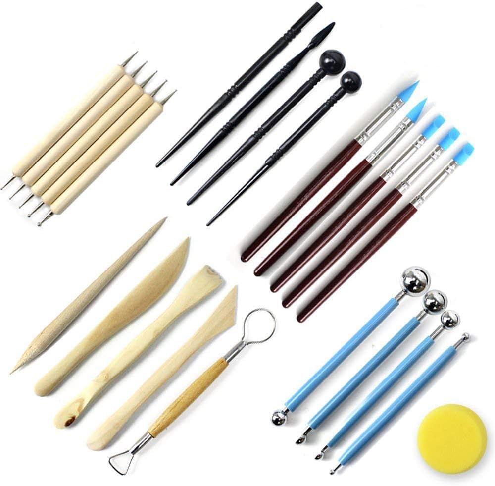 Simplebreeze 24pcs Ball Stylus Dotting Tools, Clay Pottery Modeling Set Carving Tools Rock Painting Kit for Sculpture Pottery