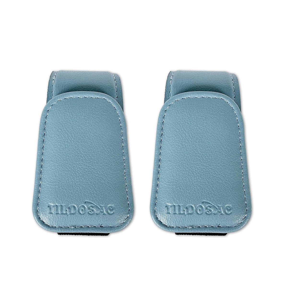 TILDOSAC 2 Pack Sunglasses Holder for Car Visor, Leather Magnetic Sunglass Holder for Car with Clip (Blue)