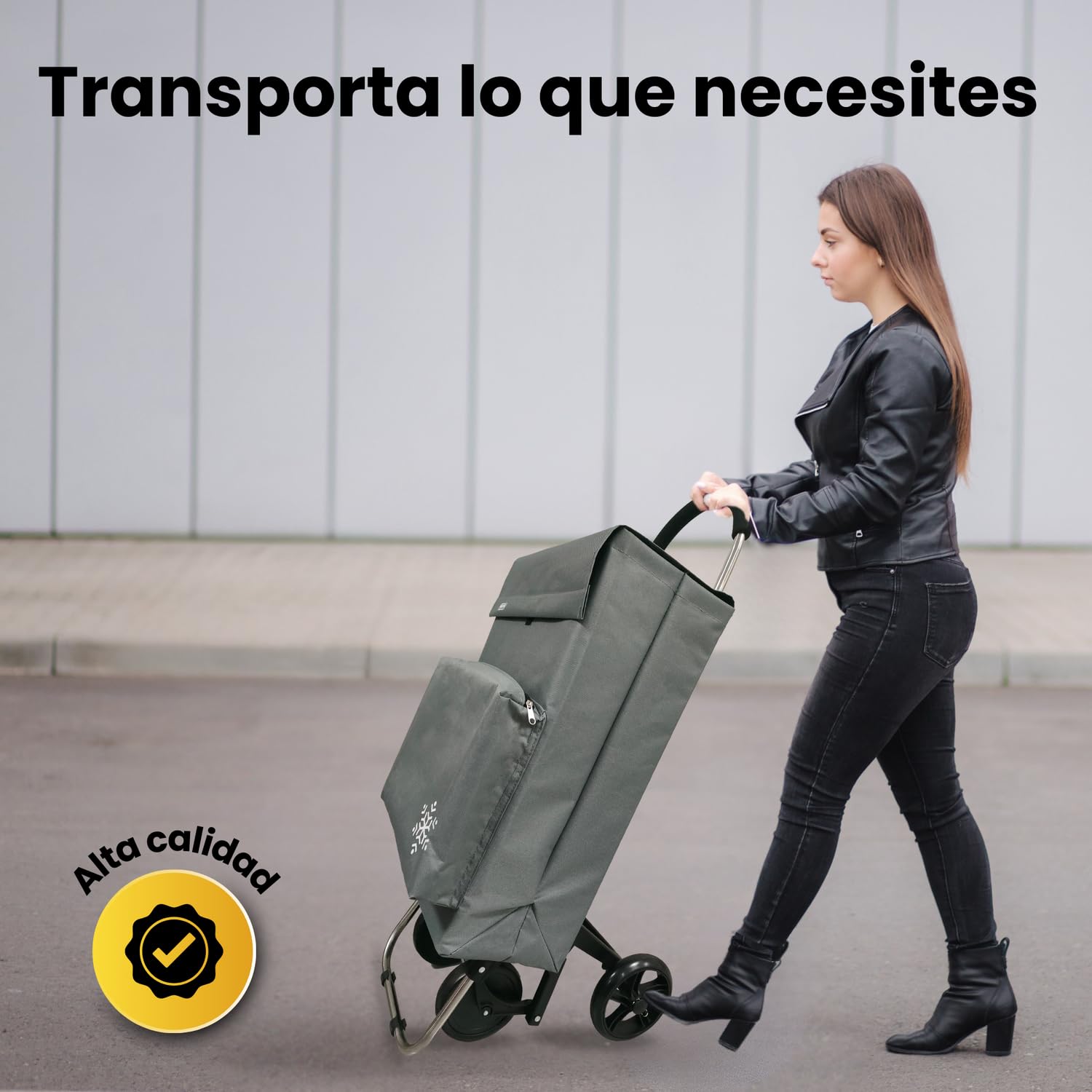 Carro de la Compra de 50L + Gancho Multiusos de Regalo con Compartimento Refrigerante | Carrito Compra de 4 y 2 Ruedas Ideal para Supermercado (Requiere Montaje) (Gris.) — view 8
