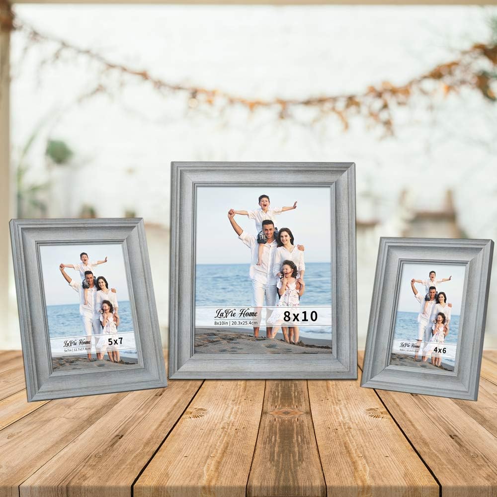LaVie Home 8x10 Picture Frames (1 Pack, Light Gray) Rustic Photo Frame Set with Tempered Glass for Wall Mount Display - Image 5