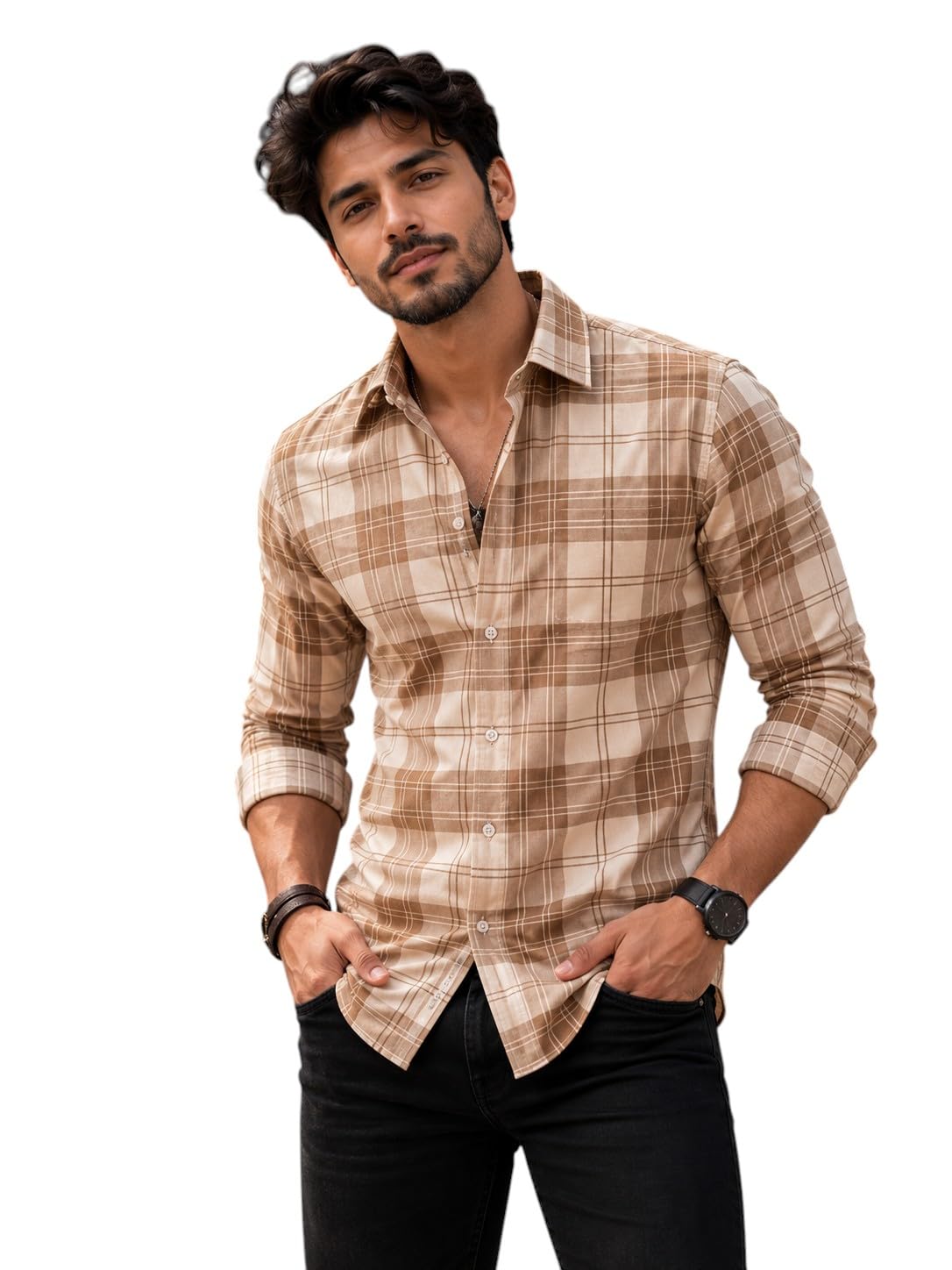 nosequeen Men's Premium Checked Casual Shirt | Regular Fit Full Sleeve Cotton Shirt for Men | Smart Casual Check Shirt-picture-34