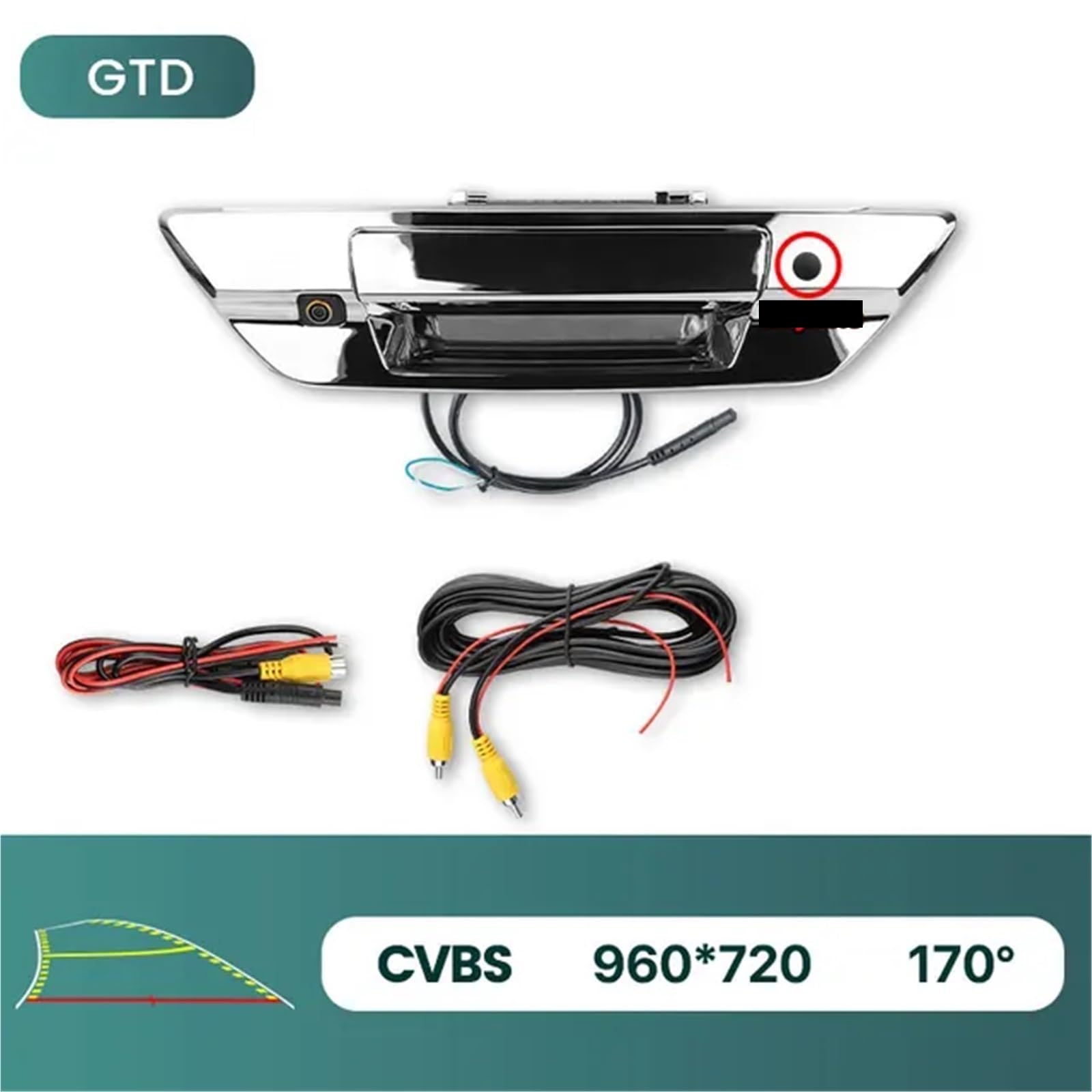 cámara de Marcha atrás para Coche para Vista Trasera HD AHD1080P de 170° para camioneta, cámara para Toyota, para Hilux, para revo 2015-2021(Key-GTD-CVBS Track)