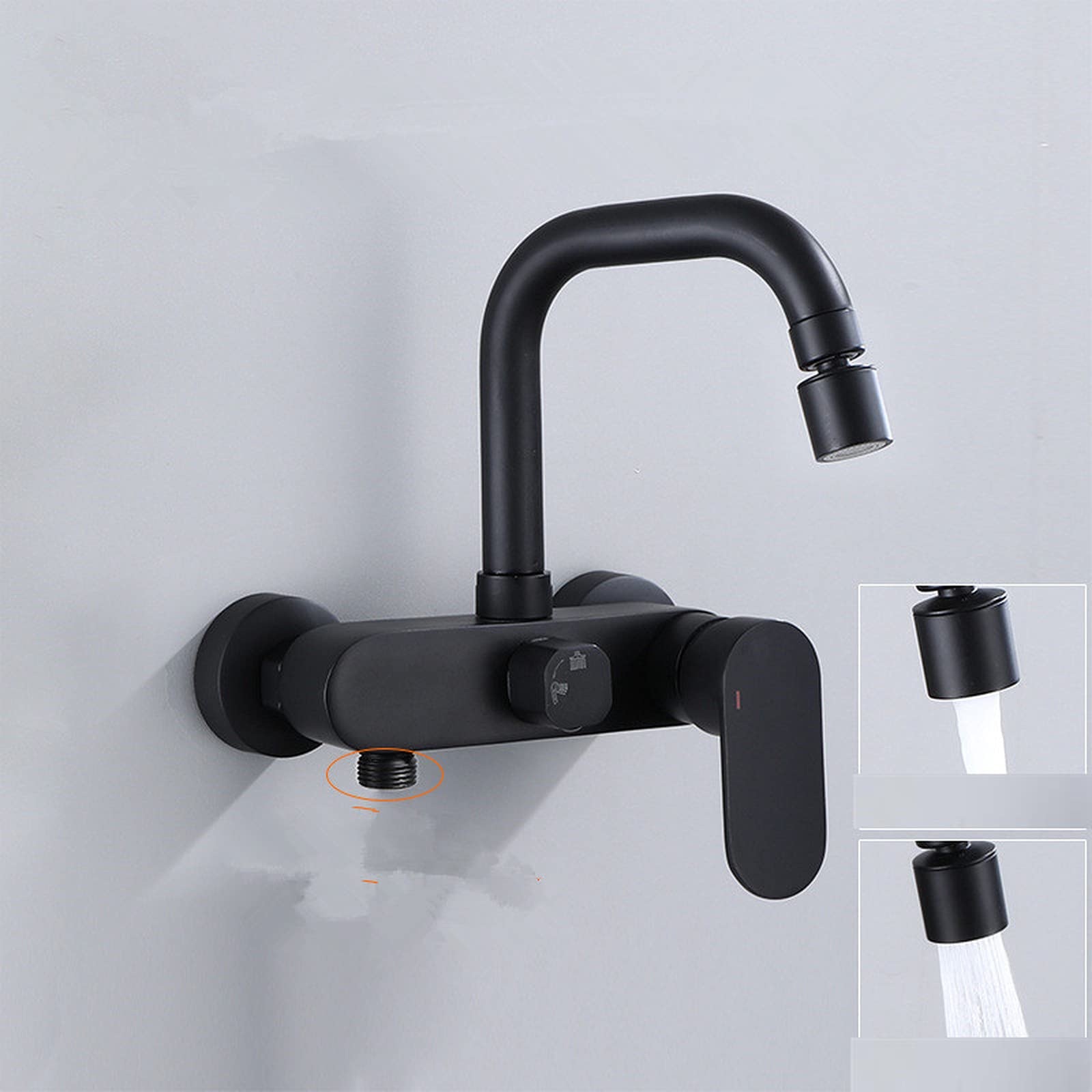ZYCHSJXA Kitchen Faucet with Spray Gun Swivel Sink Mixer Tap Hot Cold Wall Mounted Rotating