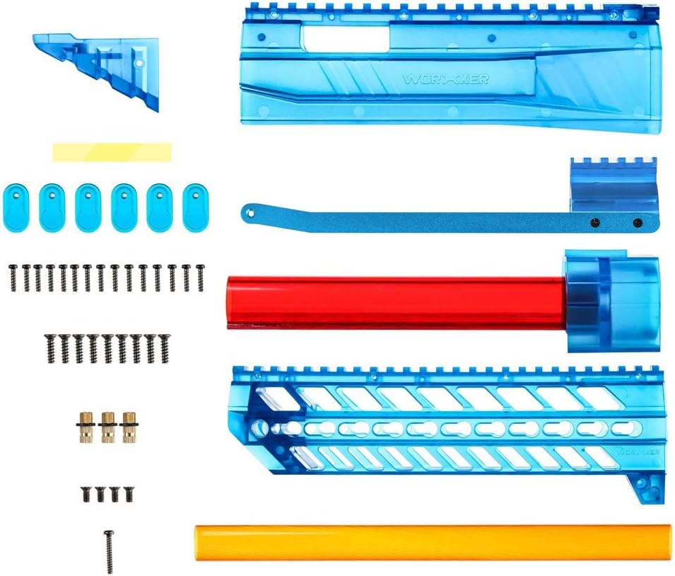 WORKER MCX Body Cover Hide Pump Kits for Nerf Retaliator Color Blue Transparent