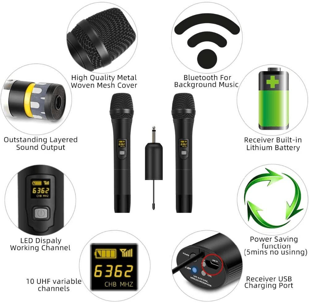 Amazon.co.jp: Depusheng W2 UHFワイヤレスシステムハンドヘルドマイク