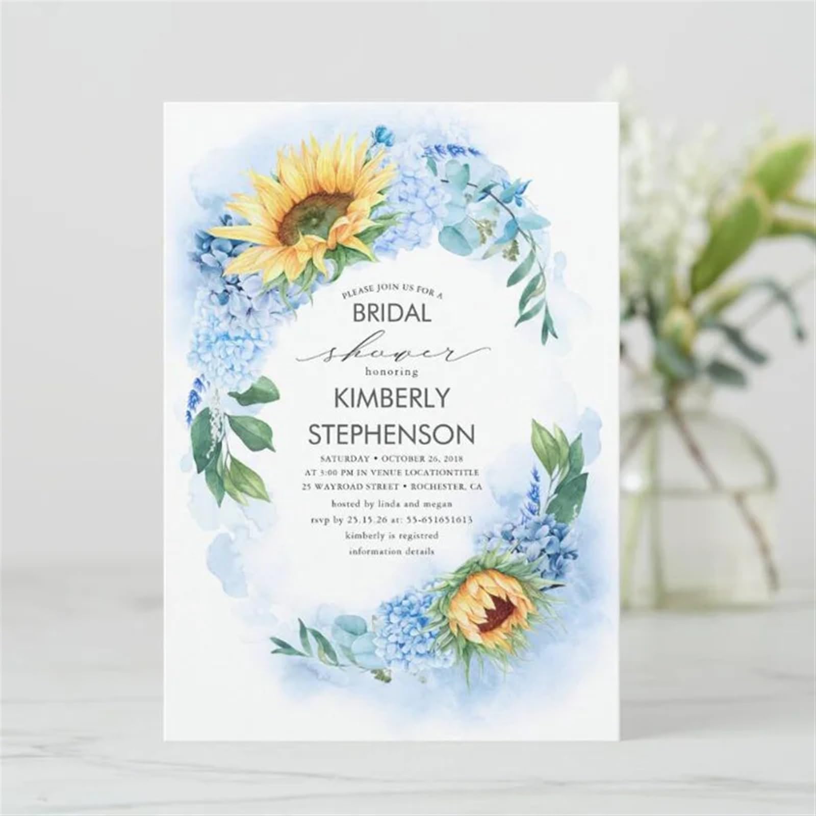 Hochzeitseinladungen Karte Personalisierte Hochzeitseinladungskarten aus Papier. Passen Sie die Einladung zur Brautparty an. Aquarell-Hochzeitseinladungen(Design 1,100pcs)