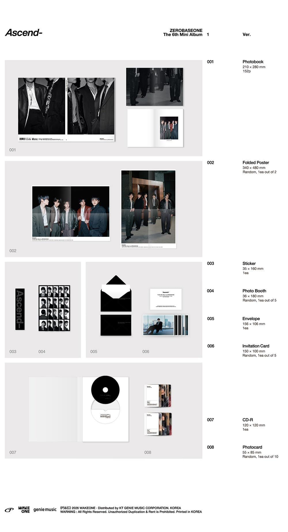 ZEROBASEONE [ASCEND-] 6. Mini-Album (2 Ver. Set+Karte) K-POP