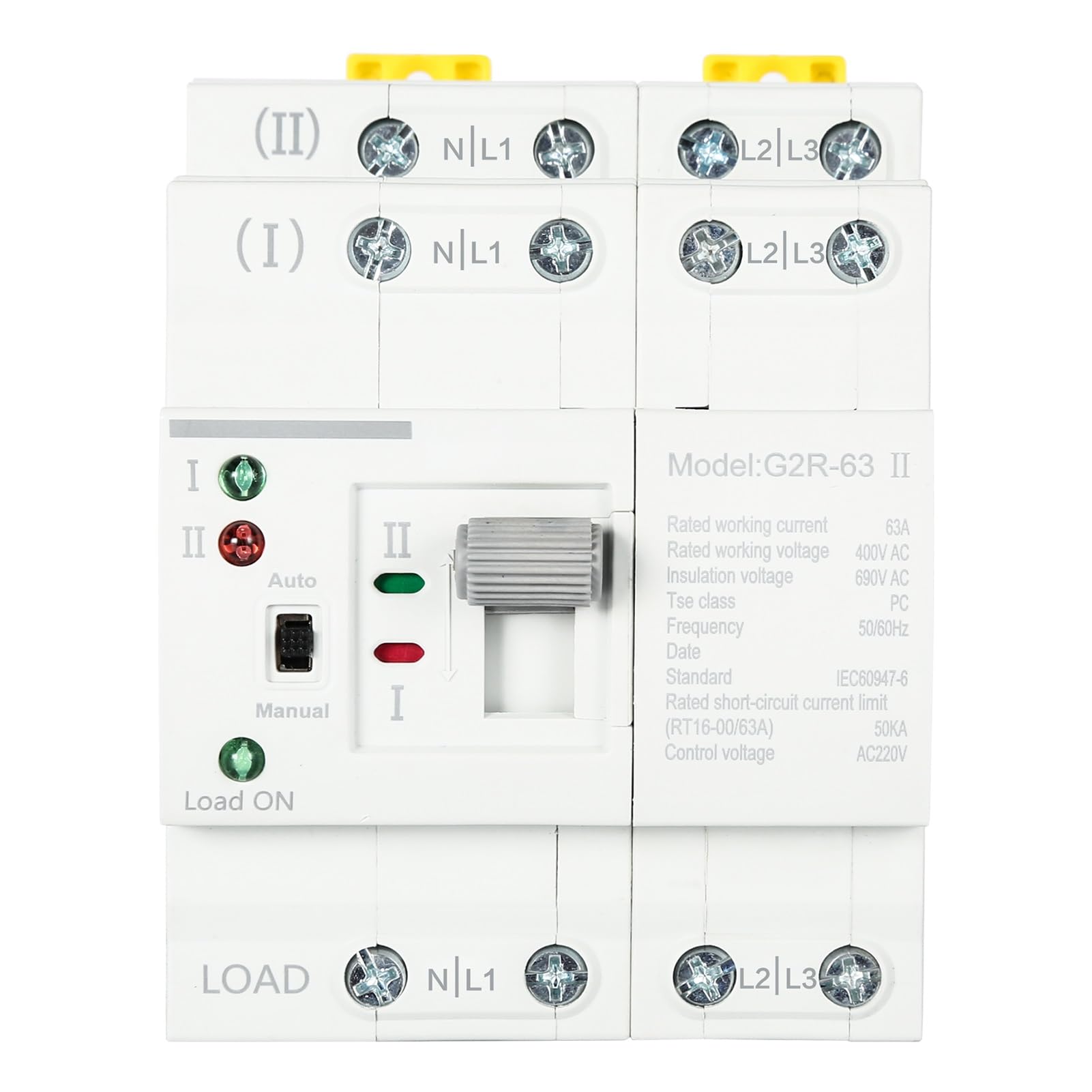 DEWIN Automatischer Transferschalter ATS G2R 4P 63A DIN-Schiene Dual Power 400V