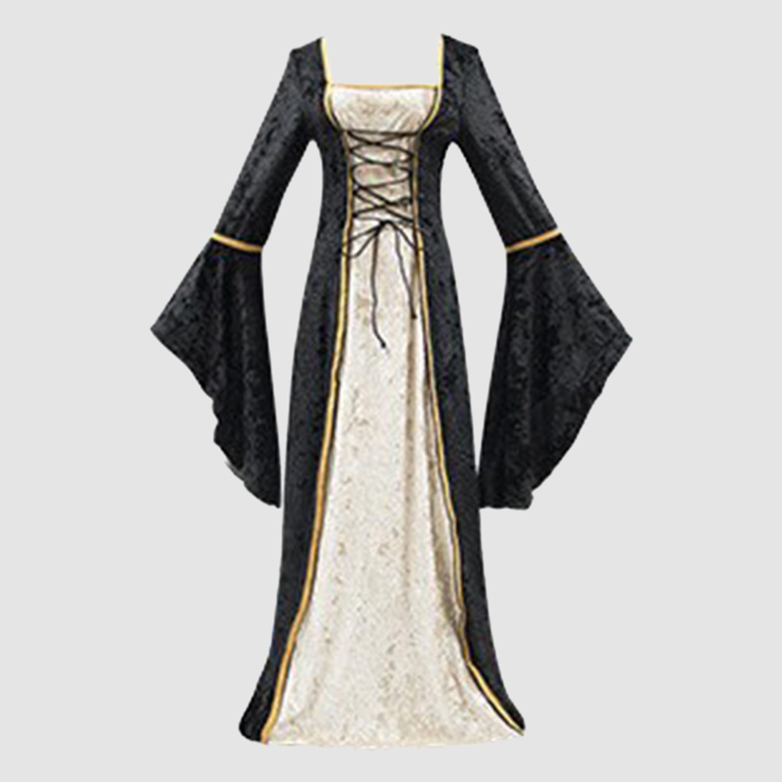 Per donna Vestiti Stile retrò Tinta unica Manica a tromba Lungo Abito da principessa Cosplay Pavimento Lunghezza Medievale Per donna Abito gotico Abito per donna