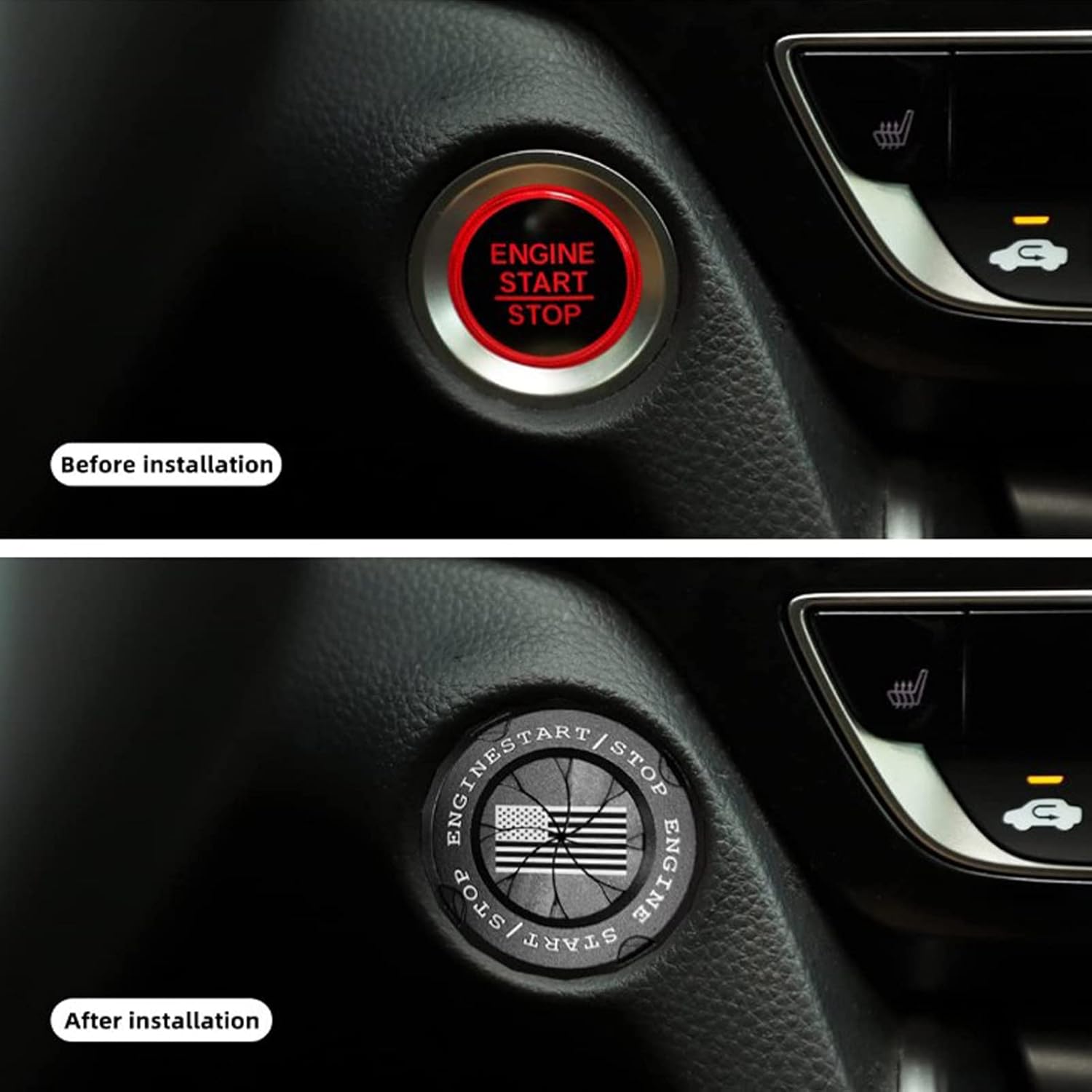 プッシュ ボタン スタート カバー ロータリーイグニッションスタートストップボタンカバー アメリカ国旗スタートボタンカーアク