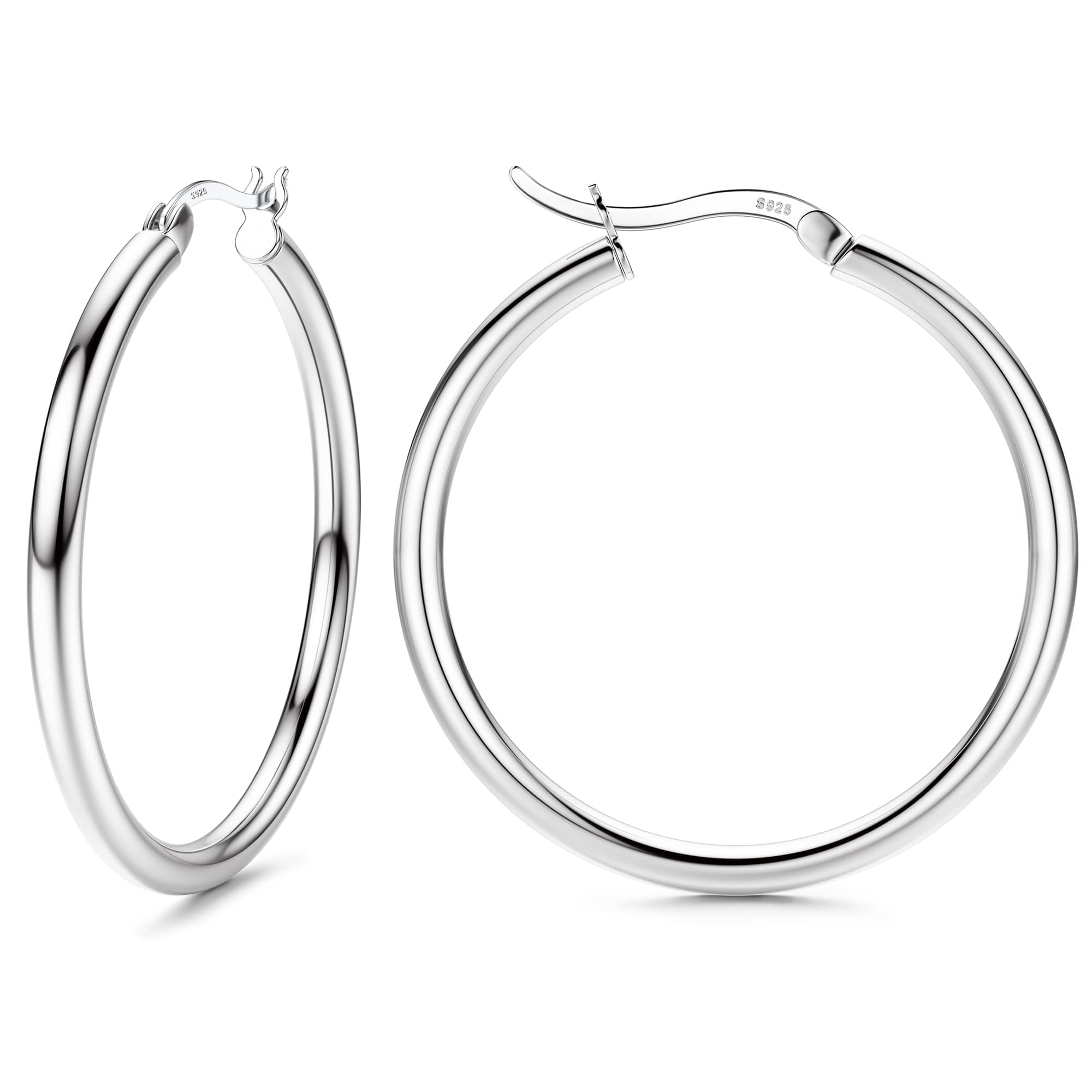 Chriscoco Pendientes Aro Plata 925 Hipoalergénicos Ligeros Pendientes de Aro Huggie para Mujer 13/15/20/25/30/40/50mm