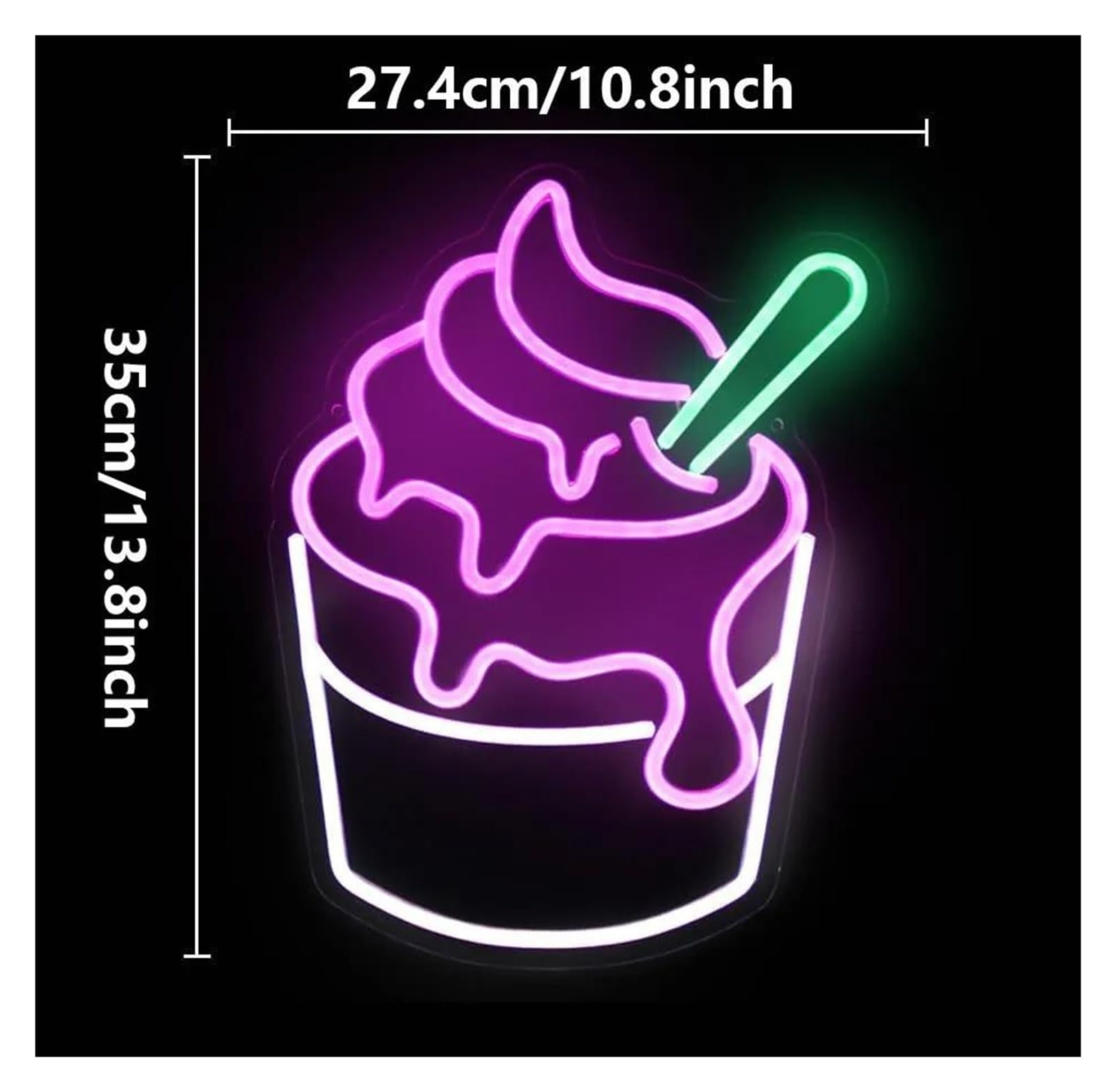 Luces de neón Letrero De Neón De Helado Para Postres, Restaurantes, Bares, Decoración Del Hogar, Negocios, Decoración De Pared 27.4x35cm