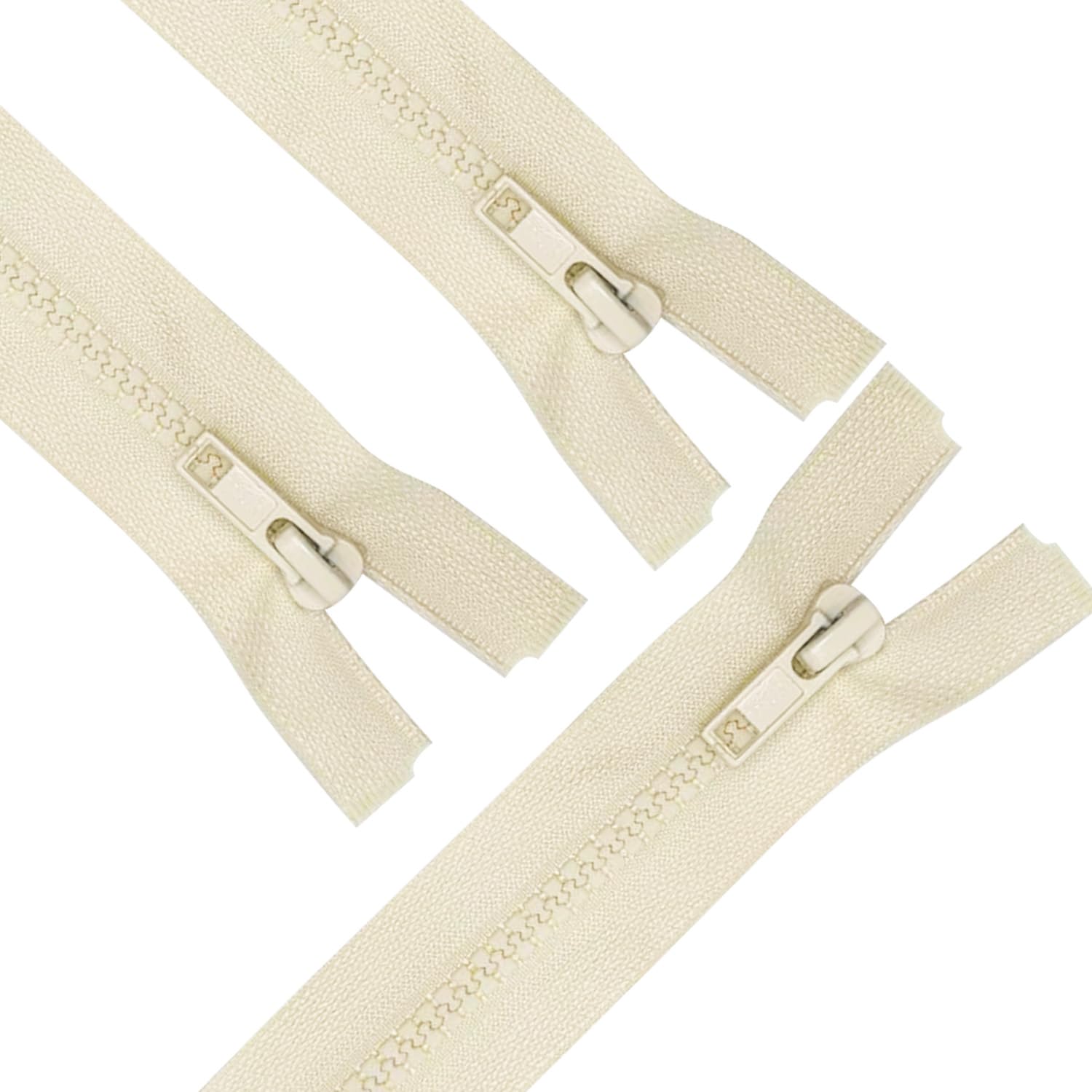 ANPURZII 3PCS #5 12 Inch Beige Separating Jacket Zippers for Sewing Coats, Molded Plastic Bulk Zippers(Beige 12" 3PCS)