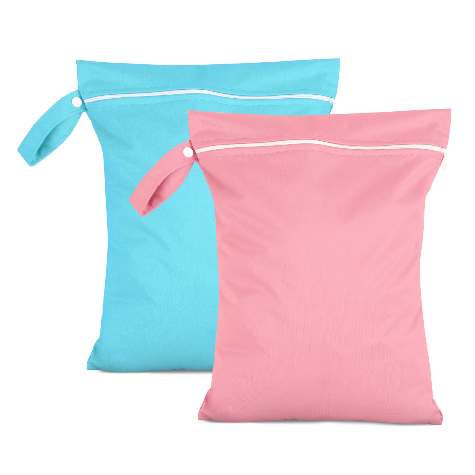 Yilnlg 2Pcs Travel Laundry Bags, 40 × 30cm Waterproof Bags for Swimming, Dirty Clothes Bag for Traveling, Nappy Bags with Zipper, Lightweight Wet Dry Bag (Pink & Blue) — image 1