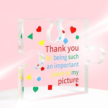 Teacher Appreciation Gifts Decorative Plaque- Colorful Thank You Picture Sign Acrylic Block Puzzle- Thank You Gifts for Teacher Day Valentines Day, Graduation Christmas - Positive Emotional Gift Women