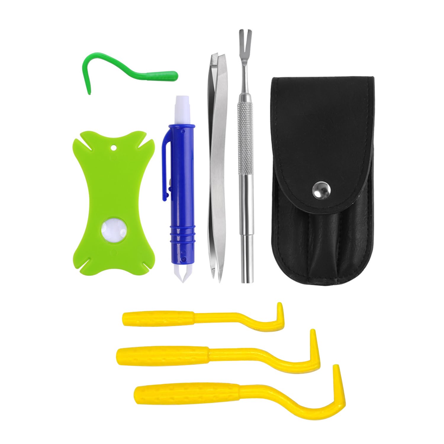 8 pinzas para garrapatas con estuche de piel, removedor de garrapatas portátil, removedor de piojos, juego de herramientas de acero inoxidable para eliminar garrapatas de mascotas, reutilizable,